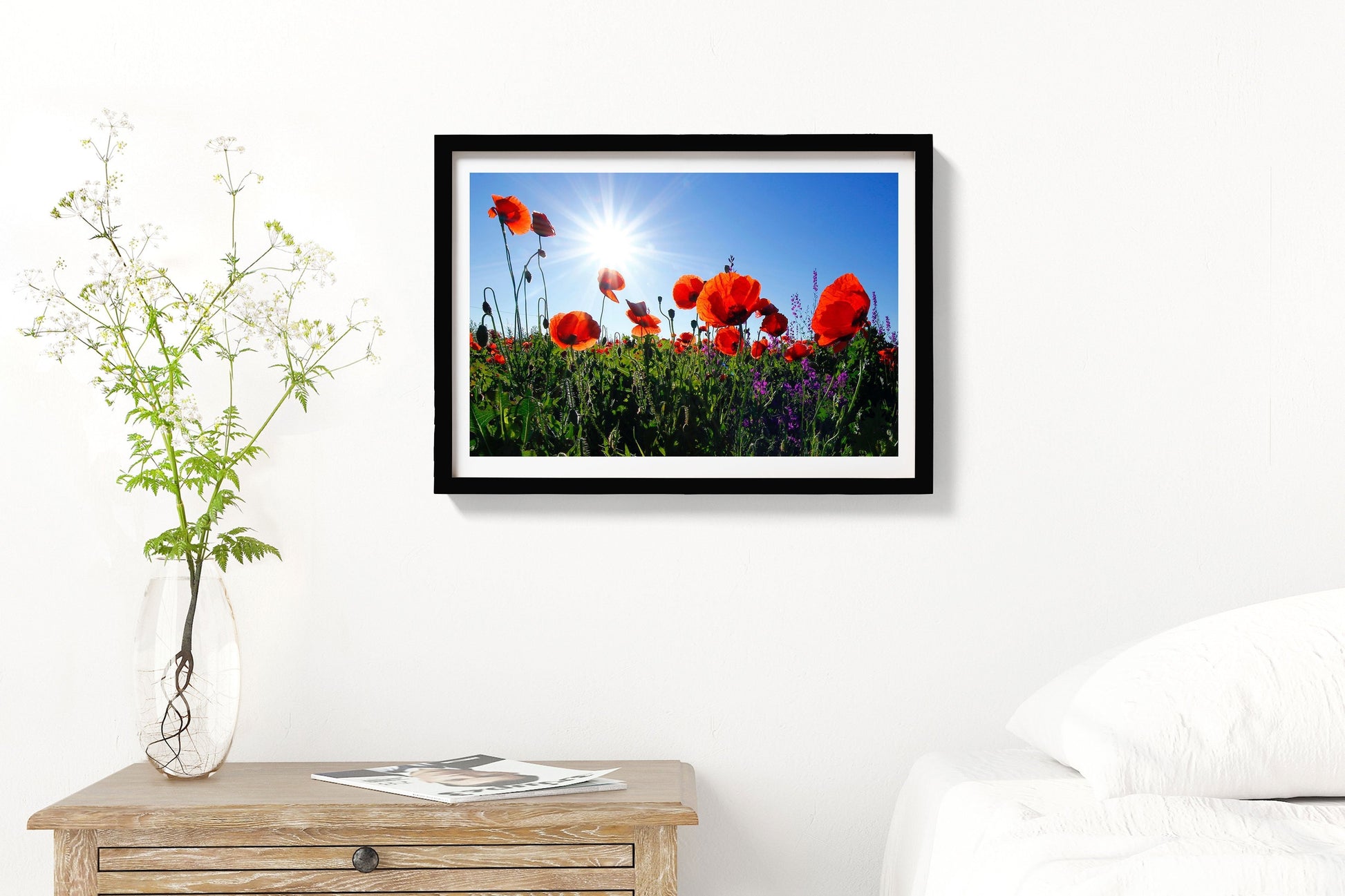 The orange flower Field Painting - Meri Deewar 3 : 2 Horizontal Premium Wall Art Canvas by MeriDeewar