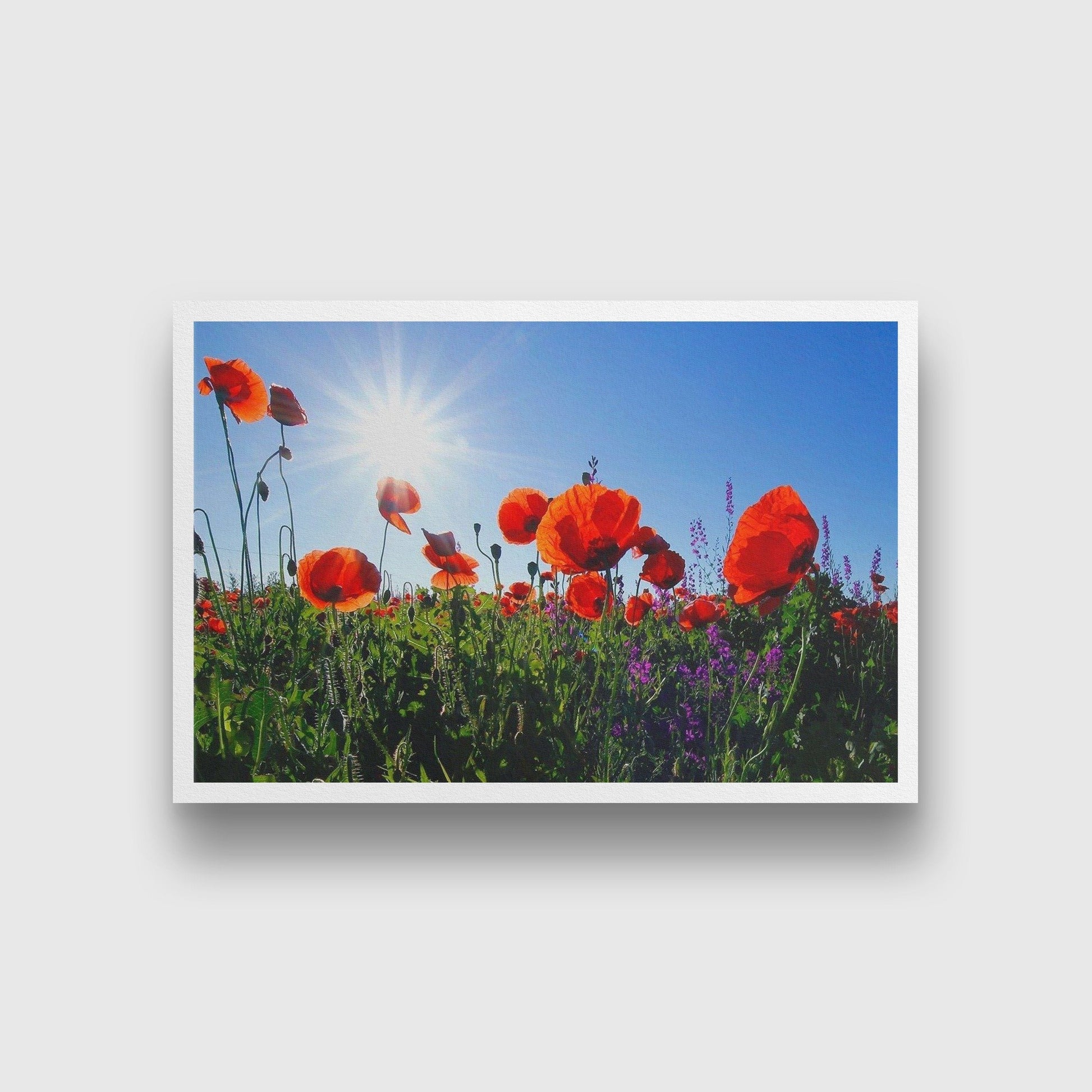 The orange flower Field Painting - Meri Deewar 3 : 2 Horizontal Premium Wall Art Canvas by MeriDeewar