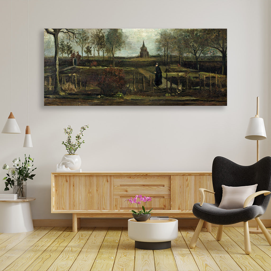 The Parsonage Garden at Nuenen (1884) famous painting 2 : 1 Horizontal Premium Wall Art Canvas by MeriDeewar