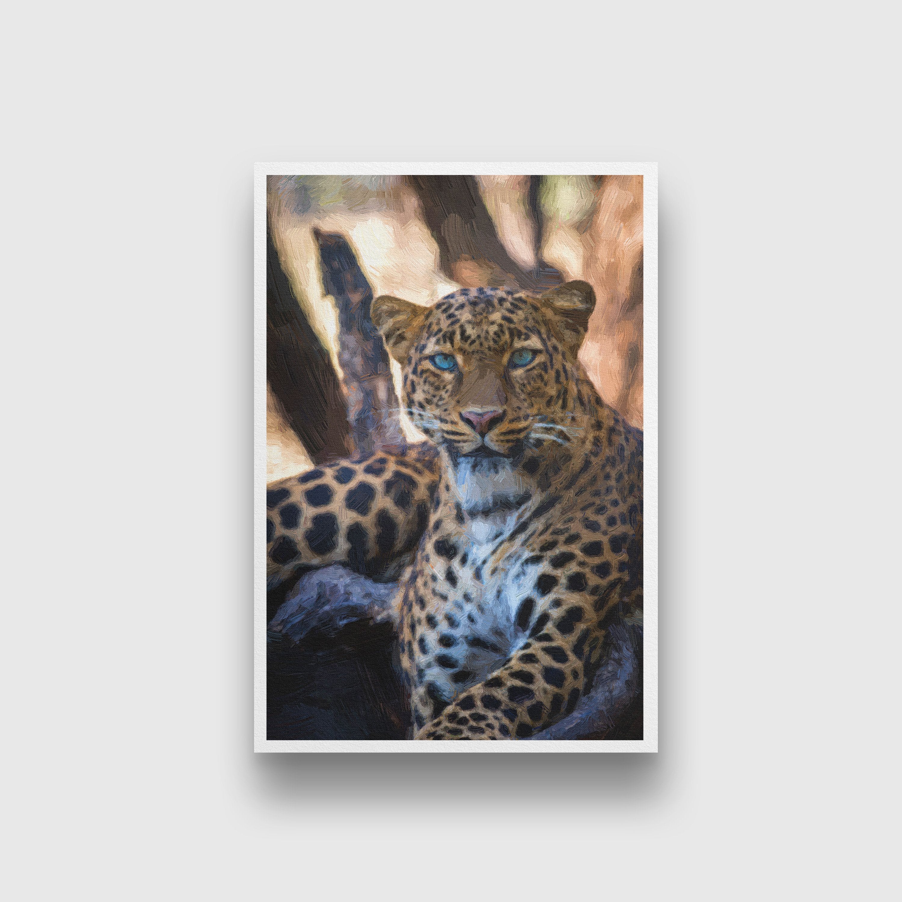 The portrait of Javan leopard Painting - Meri Deewar 2 : 3 Vertical Premium Wall Art Canvas by MeriDeewar