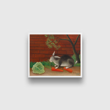 The Rabbit_s Meal painting - Meri Deewar 5 : 4 Horizontal Premium Wall Art Canvas by MeriDeewar