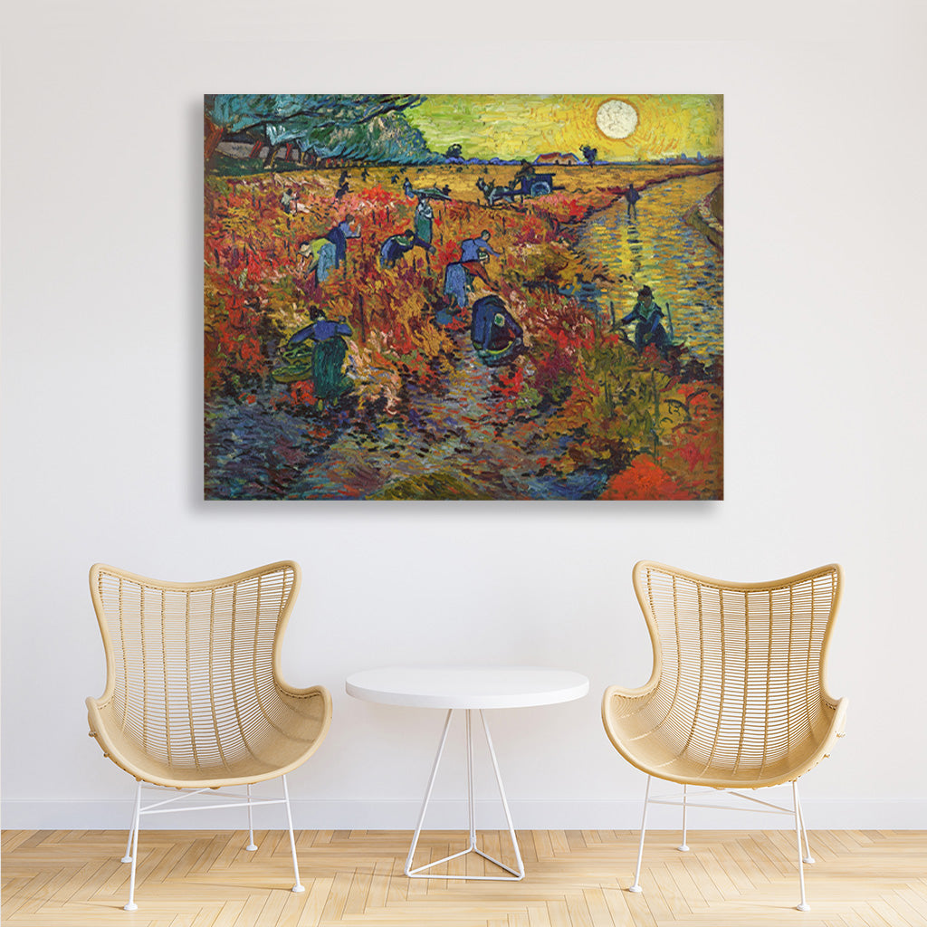 The Red Vineyard (1888) famous landscape painting 4 : 3 Horizontal Premium Wall Art Canvas by MeriDeewar
