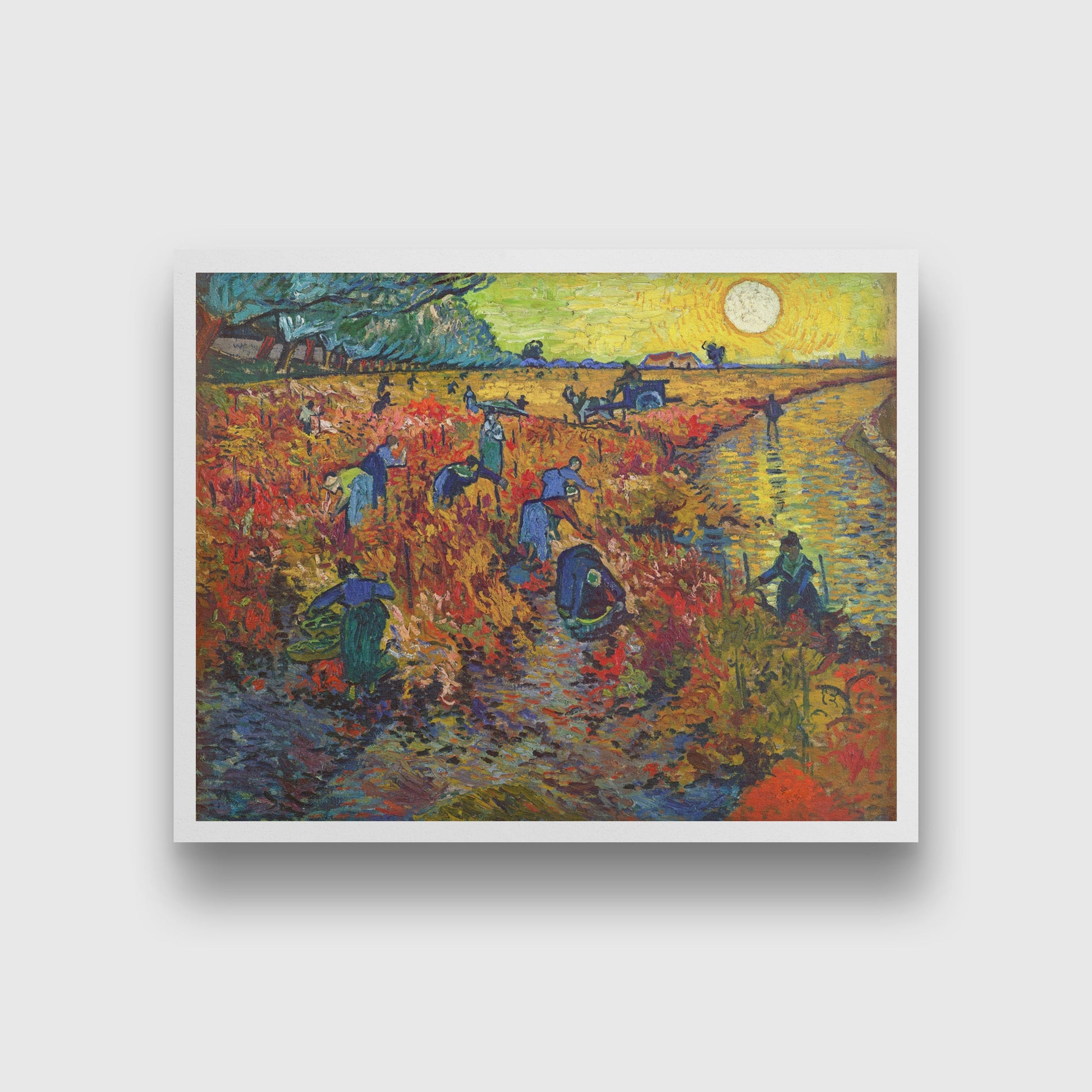 The Red Vineyard (1888) famous landscape painting 4 : 3 Horizontal Premium Wall Art Canvas by MeriDeewar