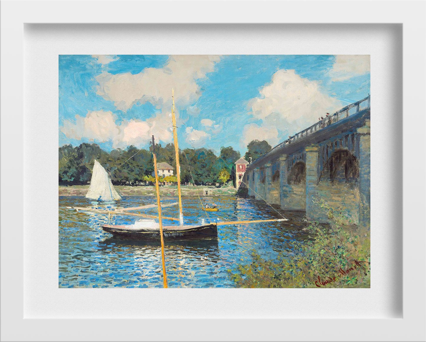 The Road Bridge At Argenteuil By Claude Monet Painting 4 : 3 Horizontal Premium Wall Art Canvas by MeriDeewar