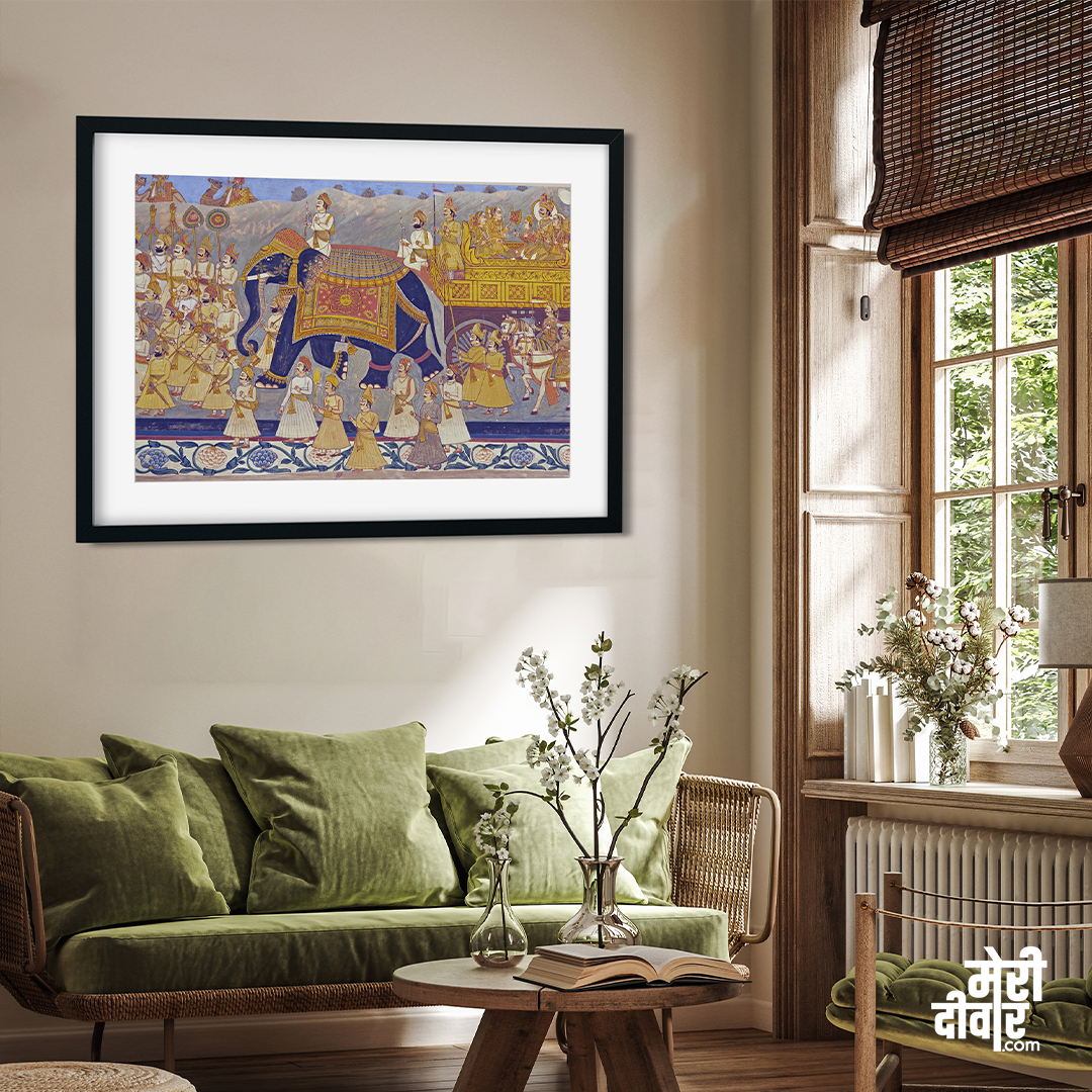 The Royal Procession Traditional Wall Painting 2 : 1 Horizontal Premium Wall Art Canvas by MeriDeewar