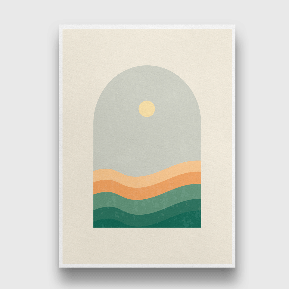 The Sunset Mode Abstract Art Painting 4 X 5.5 Vertical Premium Wall Art Canvas by MeriDeewar