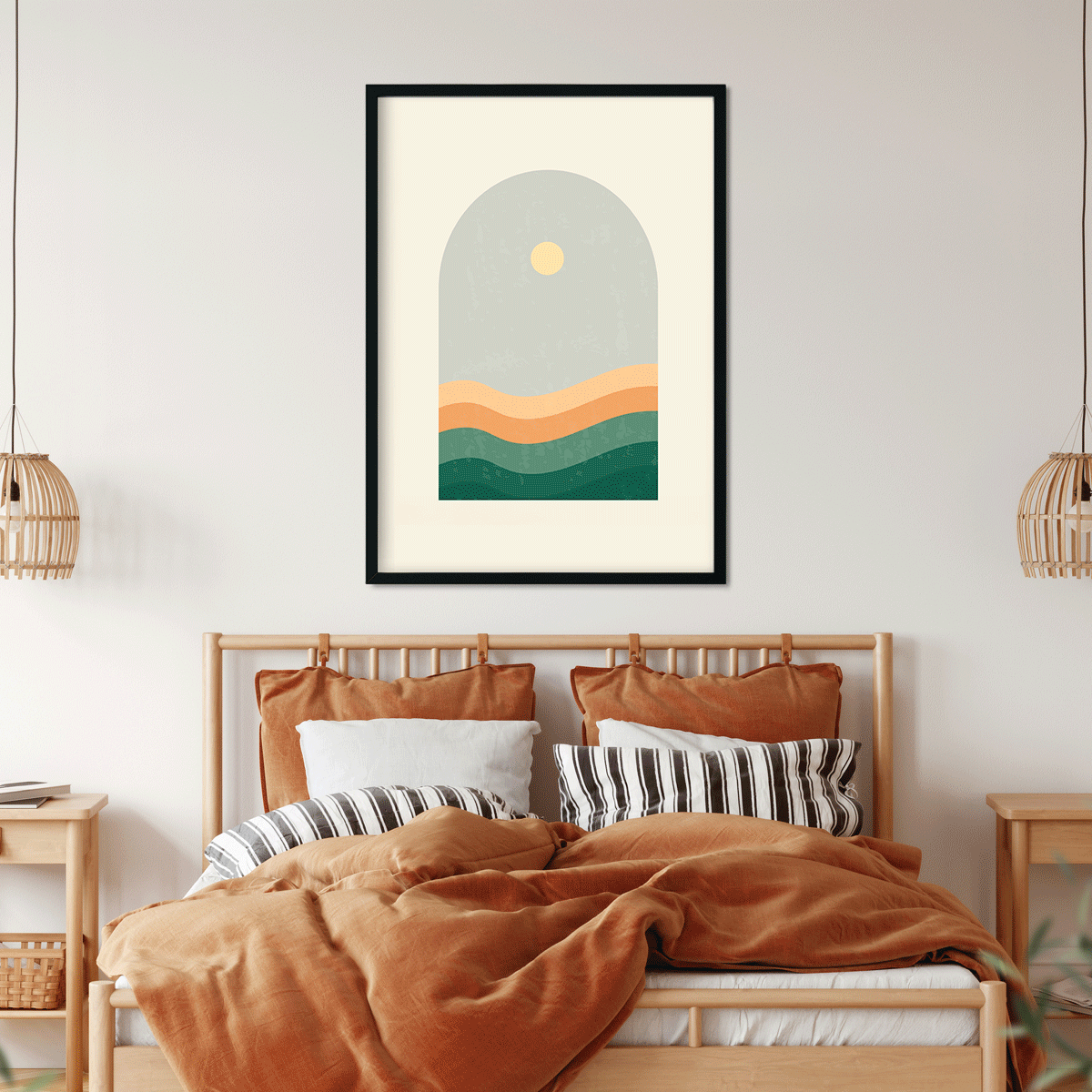 The Sunset Mode Abstract Art Painting 4 X 5.5 Vertical Premium Wall Art Canvas by MeriDeewar