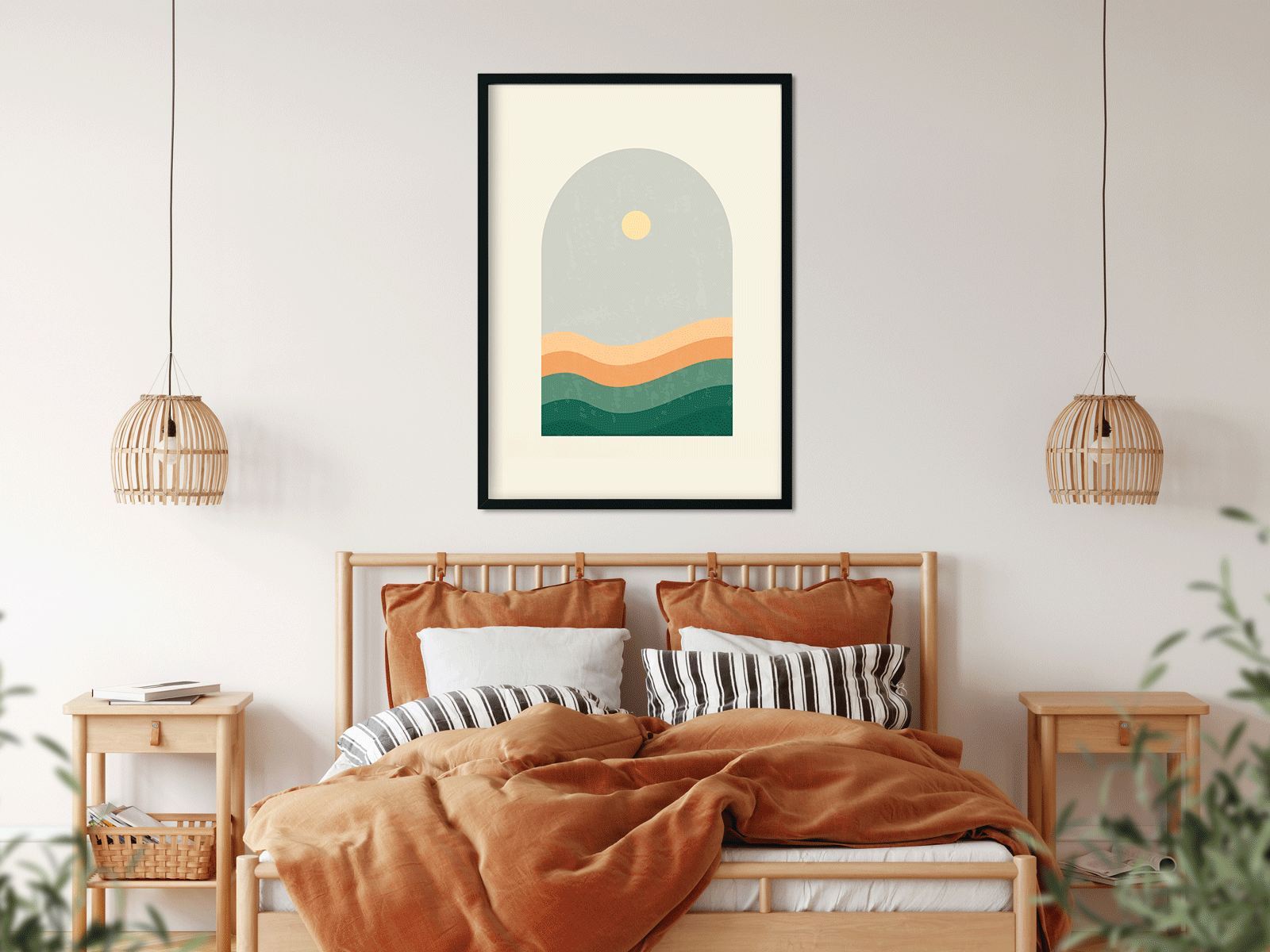 The Sunset Mode Abstract Art Painting 4 X 5.5 Vertical Premium Wall Art Canvas by MeriDeewar