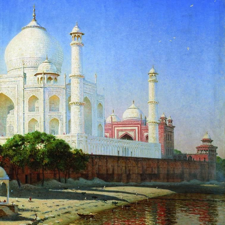 The taj mahal mausoleum Painting - Meri Deewar 3 : 4 Vertical Premium Wall Art Canvas by MeriDeewar