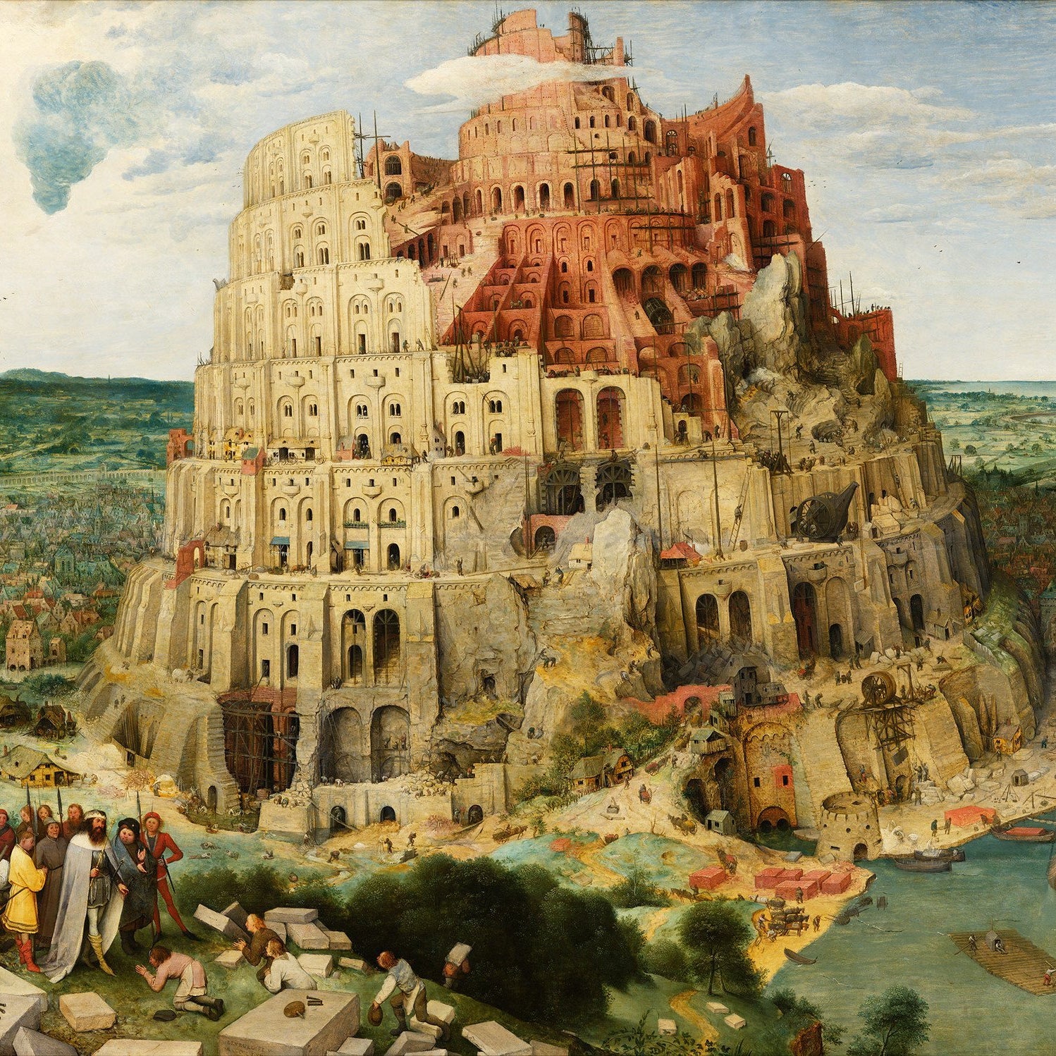 The Tower of Babel Painting - Meri Deewar 4 : 3 Horizontal Premium Wall Art Canvas by MeriDeewar