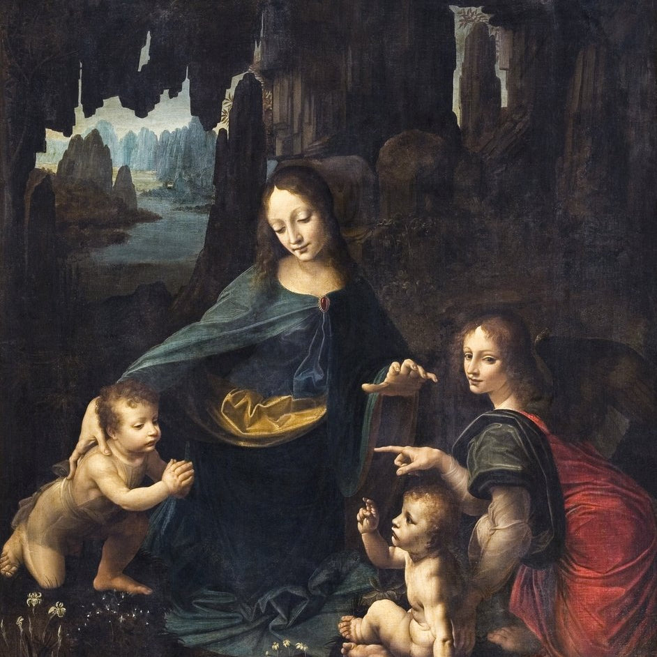 The Virgin of the Rocks Painting - Meri Deewar 3 : 4 Vertical Premium Wall Art Canvas by MeriDeewar