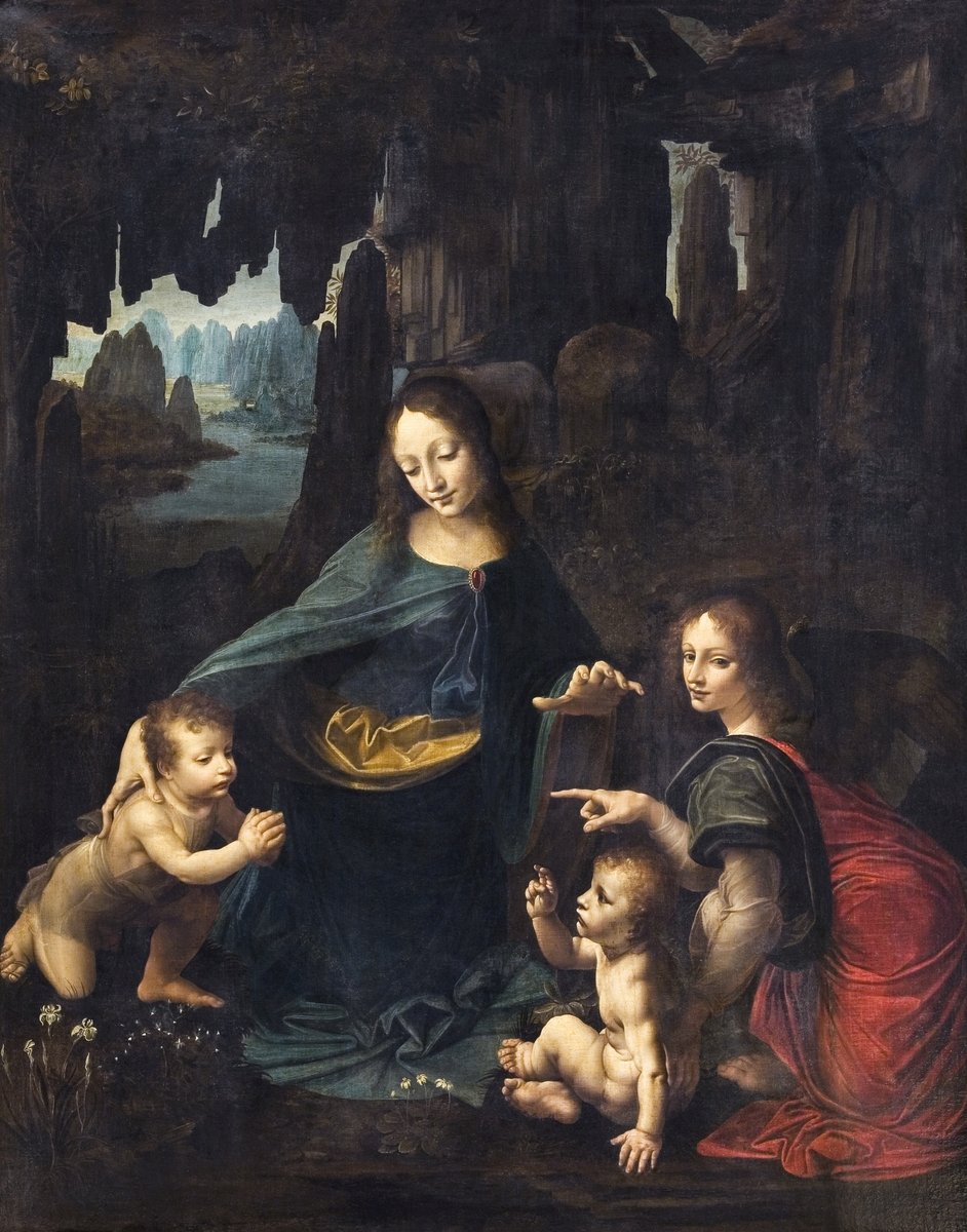 The Virgin of the Rocks Painting - Meri Deewar 3 : 4 Vertical Premium Wall Art Canvas by MeriDeewar