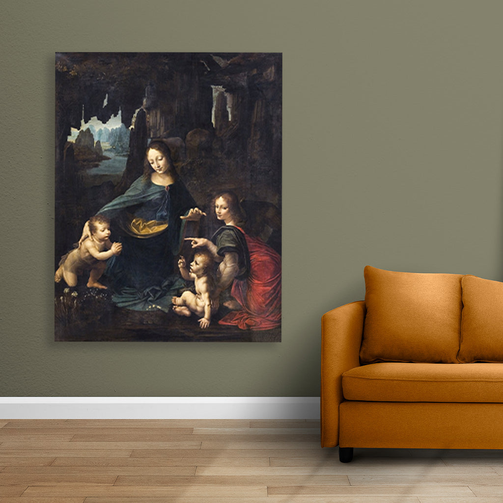 The Virgin of the Rocks Painting - Meri Deewar 3 : 4 Vertical Premium Wall Art Canvas by MeriDeewar