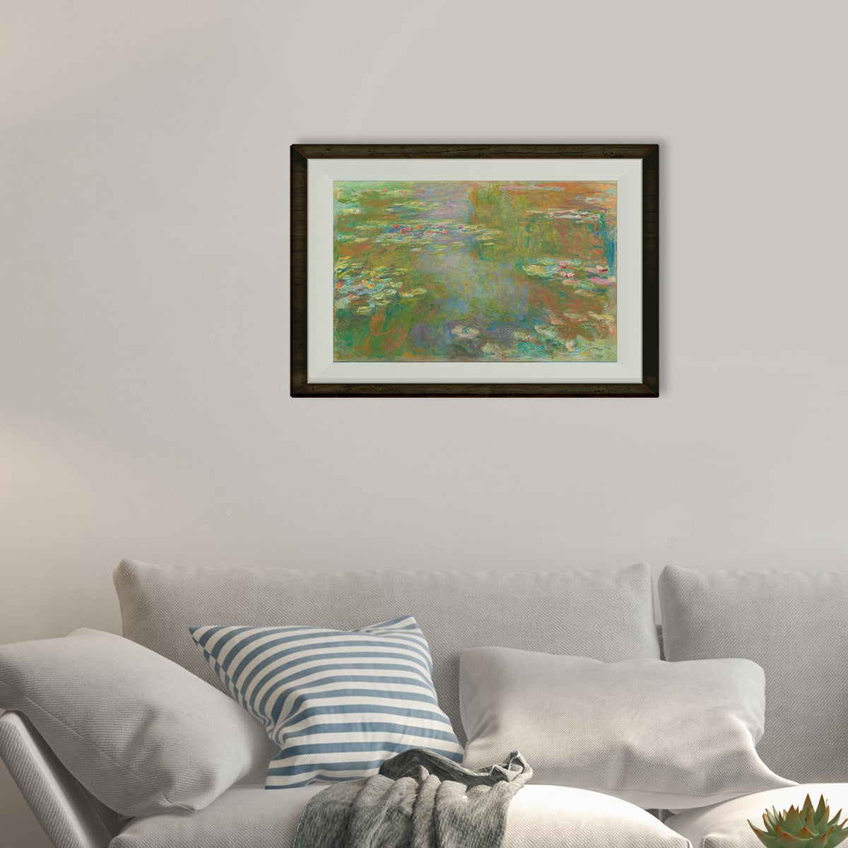 The Water Lily Pond By Claude Monet Painting - Meri Deewar 3 : 2 Horizontal Premium Wall Art Canvas by MeriDeewar