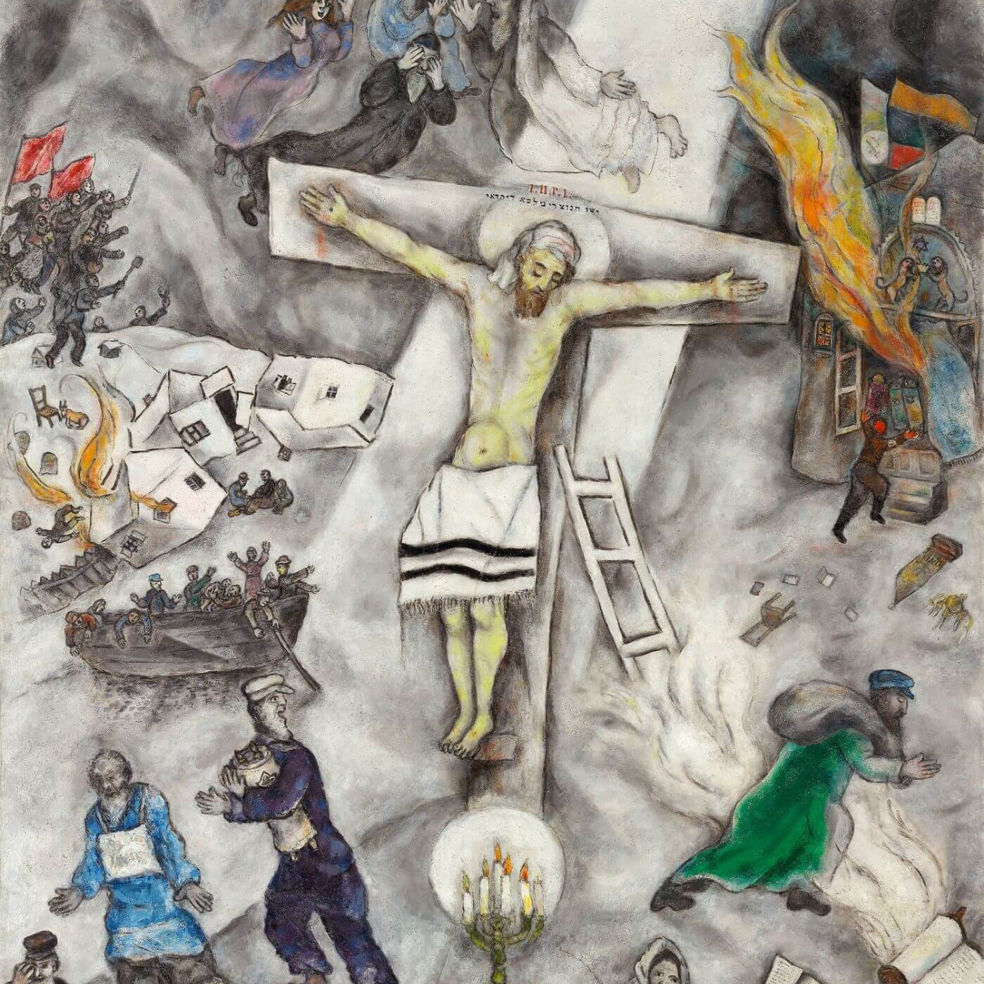 The white crucifixion Painting - Meri Deewar 1 : 1 Square Premium Wall Art Canvas by MeriDeewar