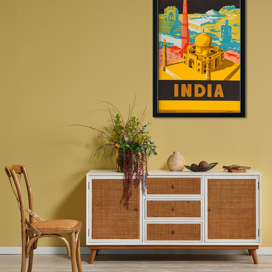 The Wonderful Land Taj Mahal Vintage Poster 2 : 3 Vertical Premium Wall Art Canvas by MeriDeewar