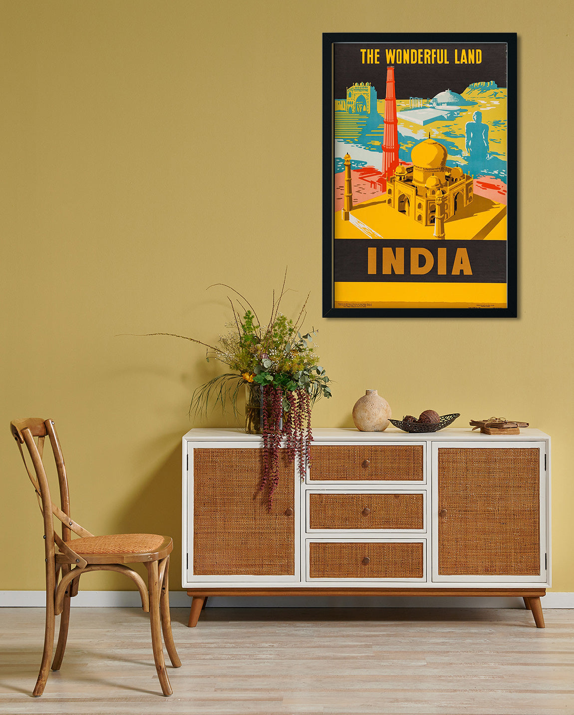 The Wonderful Land Taj Mahal Vintage Poster 2 : 3 Vertical Premium Wall Art Canvas by MeriDeewar