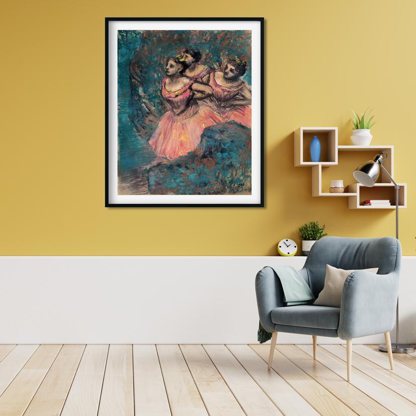 Three Dancers in Red Costume Painting - Meri Deewar 5 : 6 Vertical Premium Wall Art Canvas by MeriDeewar