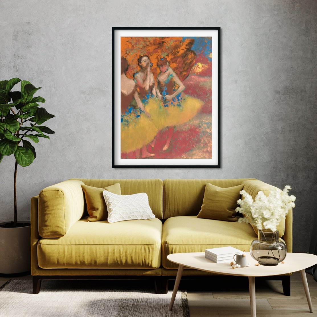 Three Dancers in Yellow Skirts Painting - Meri Deewar 3 : 4 Vertical Premium Wall Art Canvas by MeriDeewar