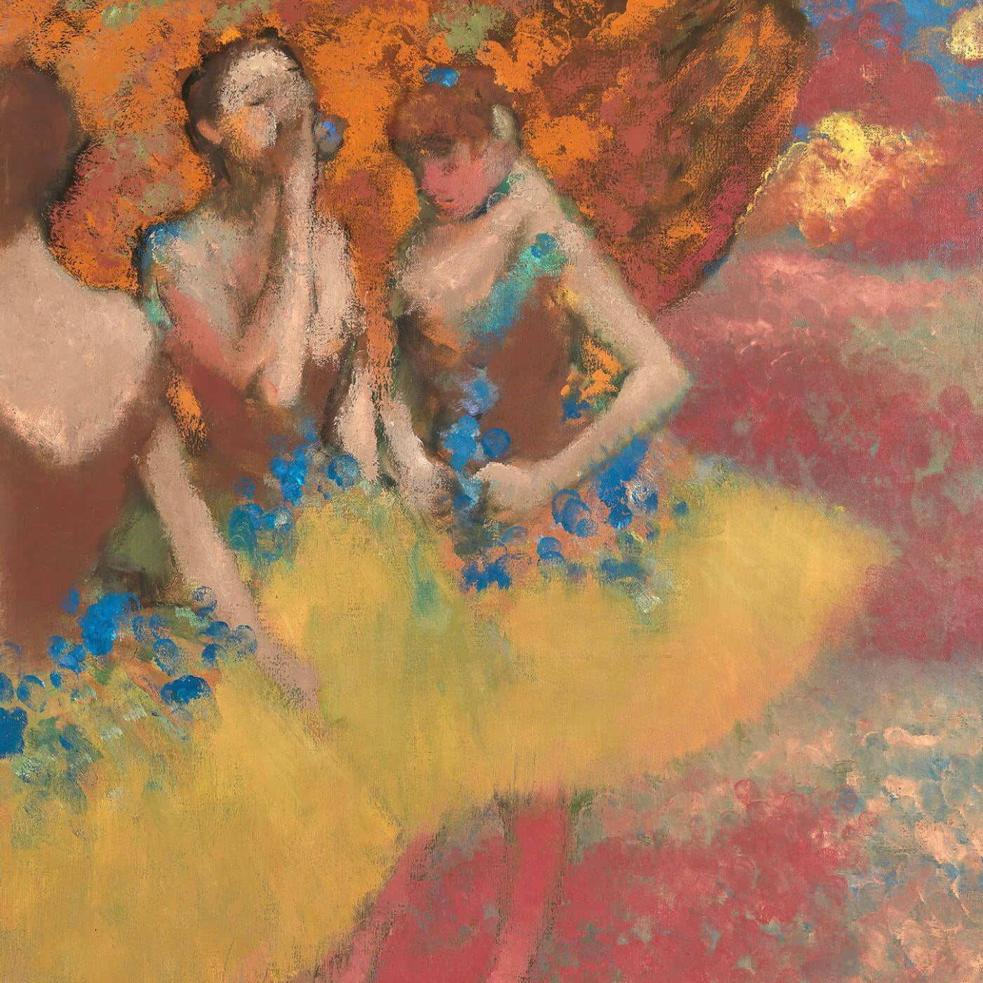 Three Dancers in Yellow Skirts Painting - Meri Deewar 3 : 4 Vertical Premium Wall Art Canvas by MeriDeewar