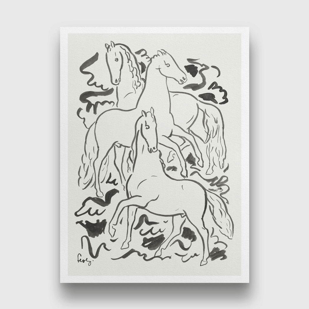 Three Horses Painting 3 : 4.2 Vertical Premium Wall Art Canvas by MeriDeewar