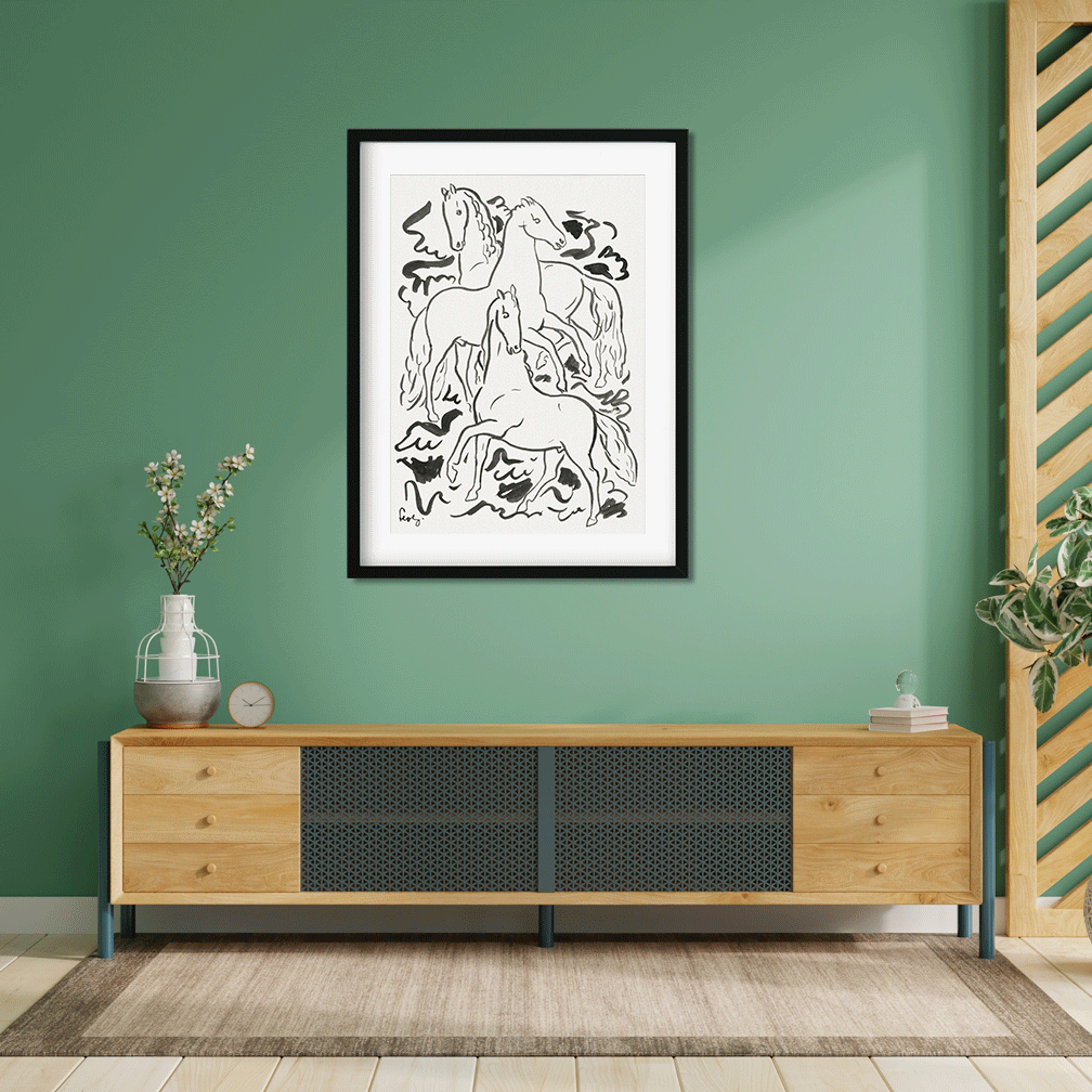 Three Horses Painting 3 : 4.2 Vertical Premium Wall Art Canvas by MeriDeewar