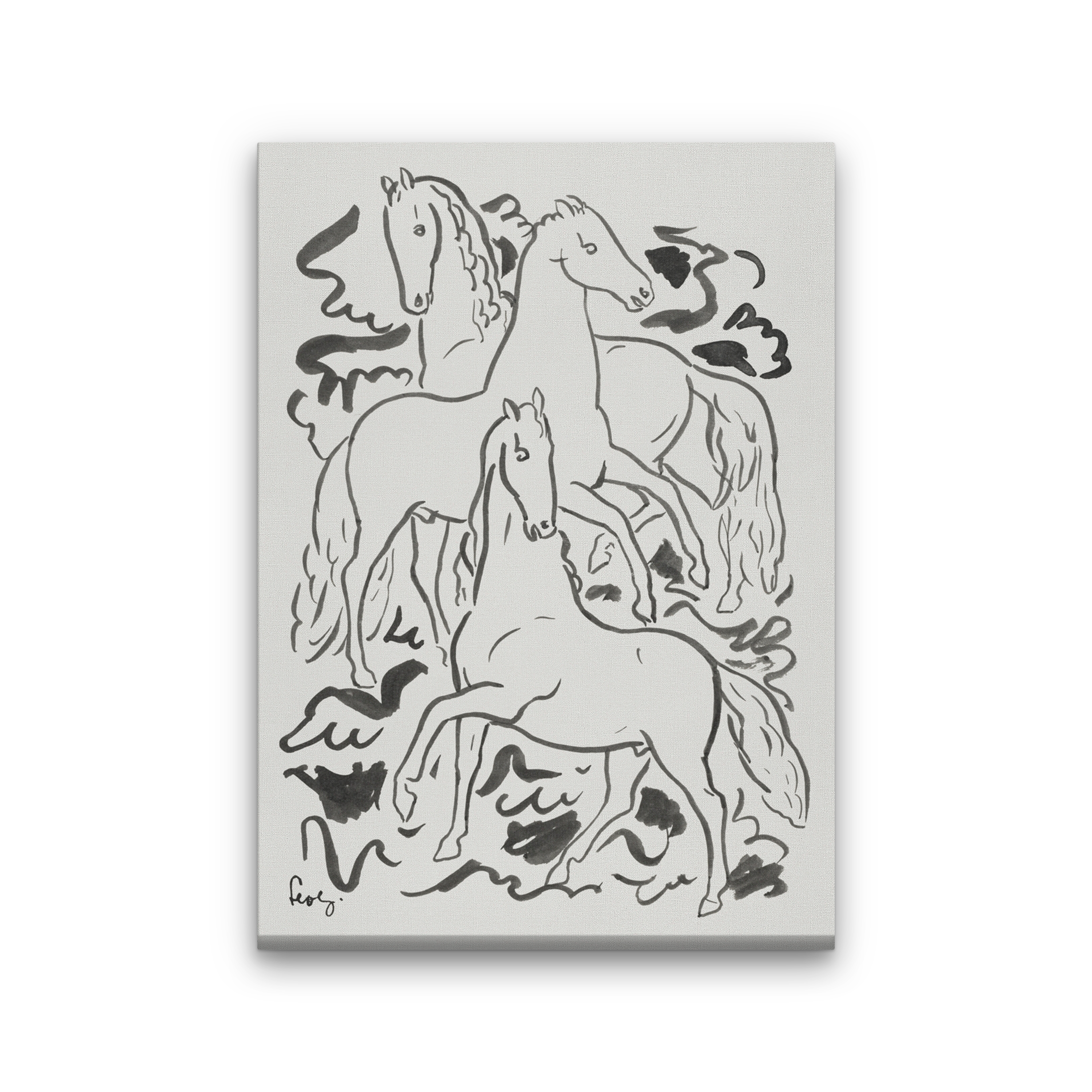 Three Horses Painting 3 : 4.2 Vertical Premium Wall Art Canvas by MeriDeewar