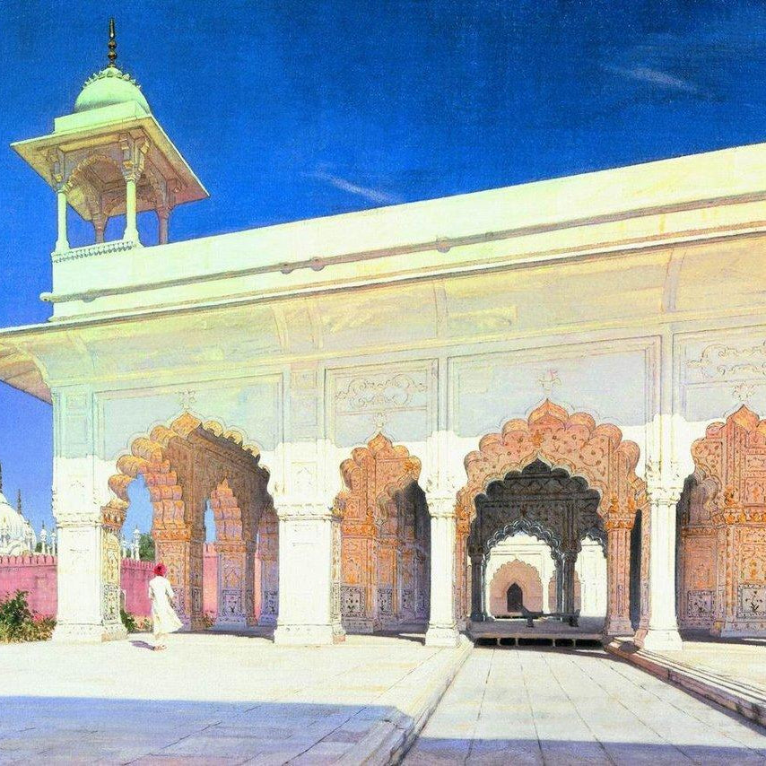 Throne hall of the great mughal shah jahan and aurang zeb in delhi fort Painting - Meri Deewar 6 : 5 Horizontal Premium Wall Art Canvas by MeriDeewar