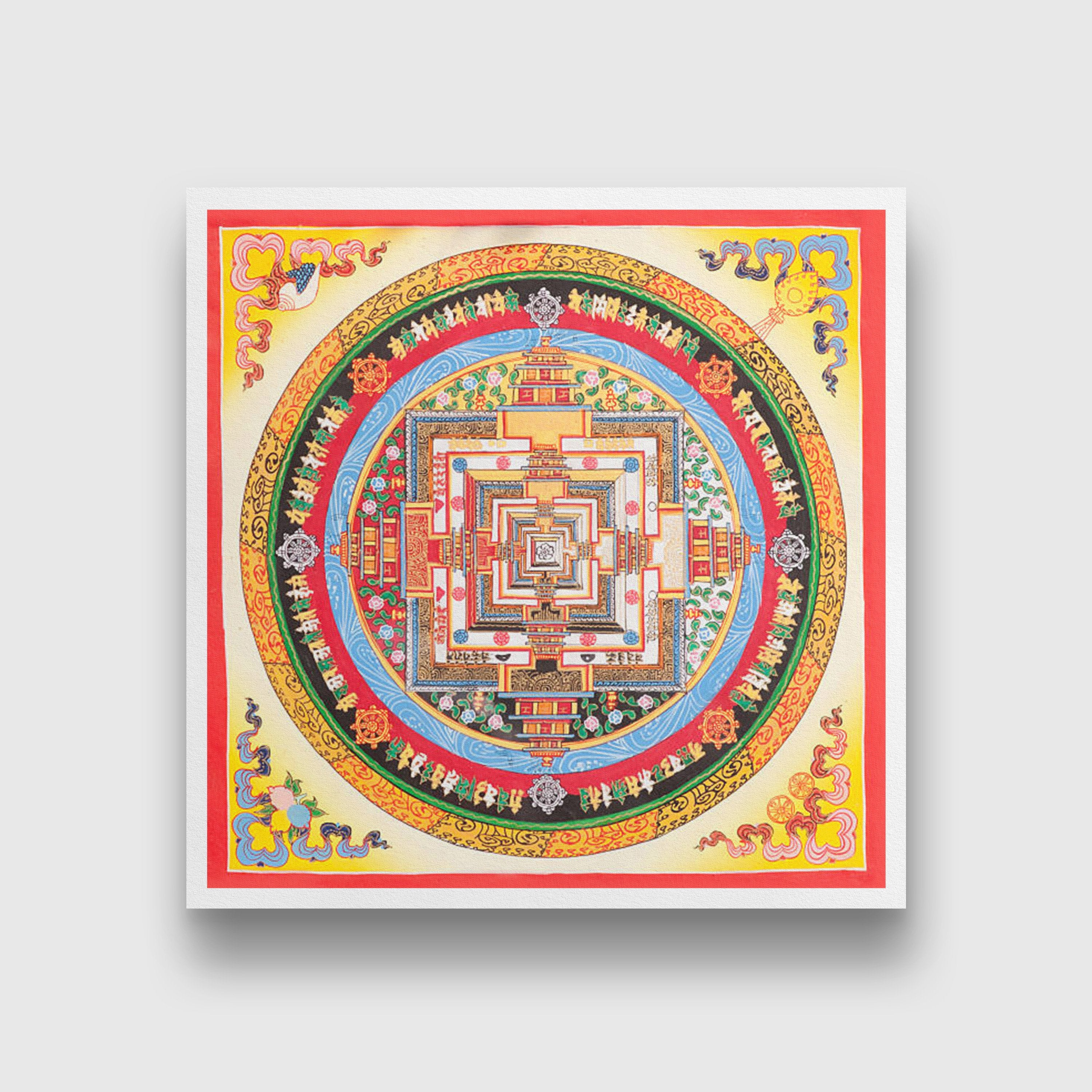 Tibetan Mandala Wall Paintings 1 : 1 Square Premium Wall Art Canvas by MeriDeewar