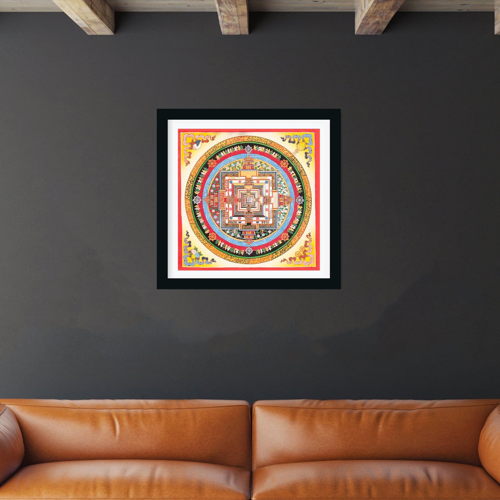 Tibetan Mandala Wall Paintings 1 : 1 Square Premium Wall Art Canvas by MeriDeewar