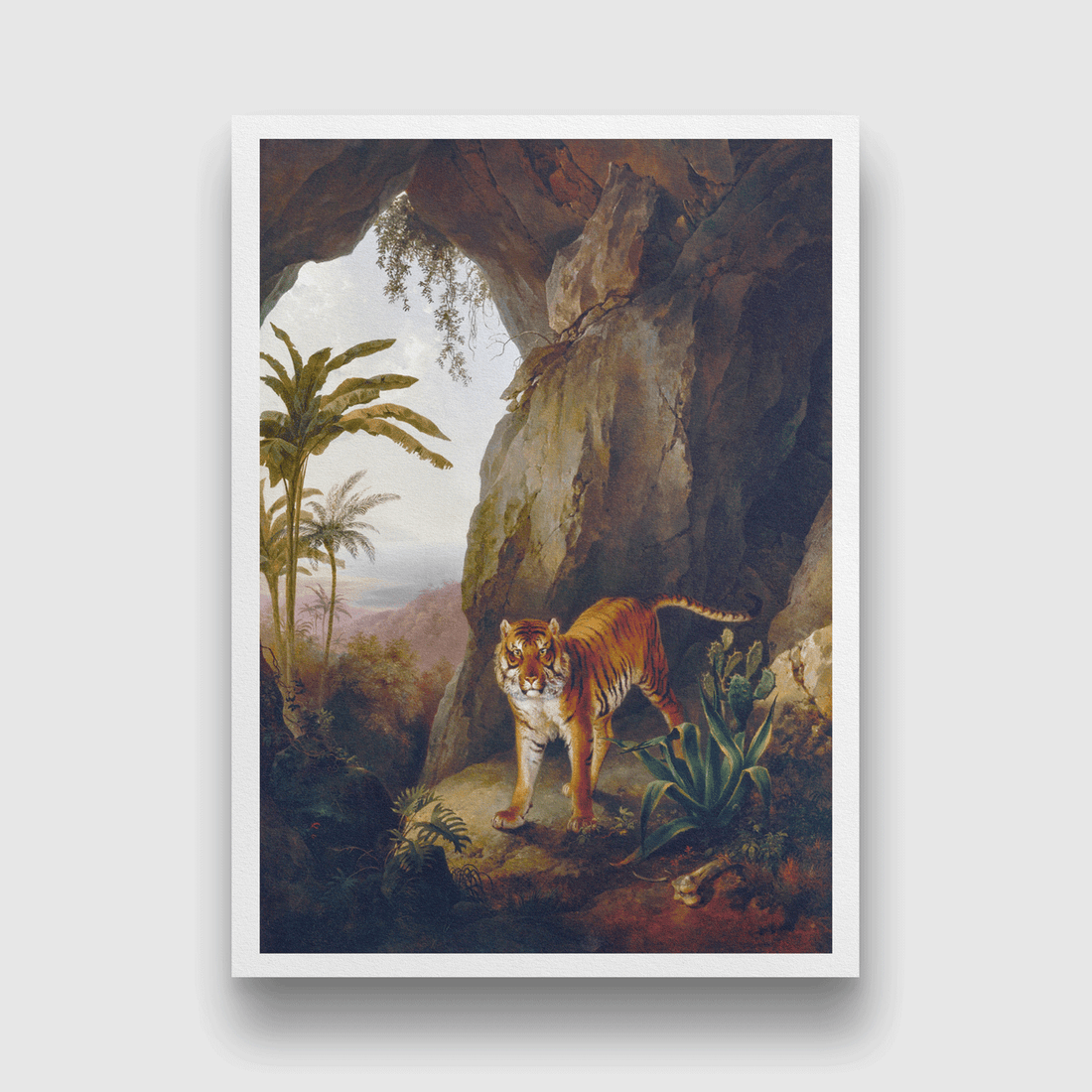 Tiger in a Cave Painting 3 : 4.2 Vertical Premium Wall Art Canvas by MeriDeewar