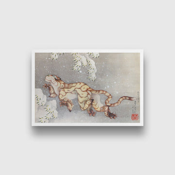 TIGER IN A SNOWSTORM Painting - Meri Deewar 3 : 2 Horizontal Premium Wall Art Canvas by MeriDeewar