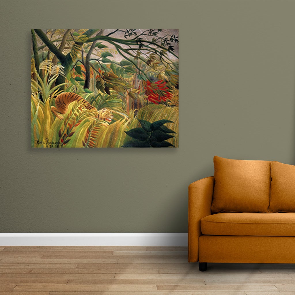 Tiger in a Tropical Storm famous painting - Meri Deewar 5 : 4 Horizontal Premium Wall Art Canvas by MeriDeewar