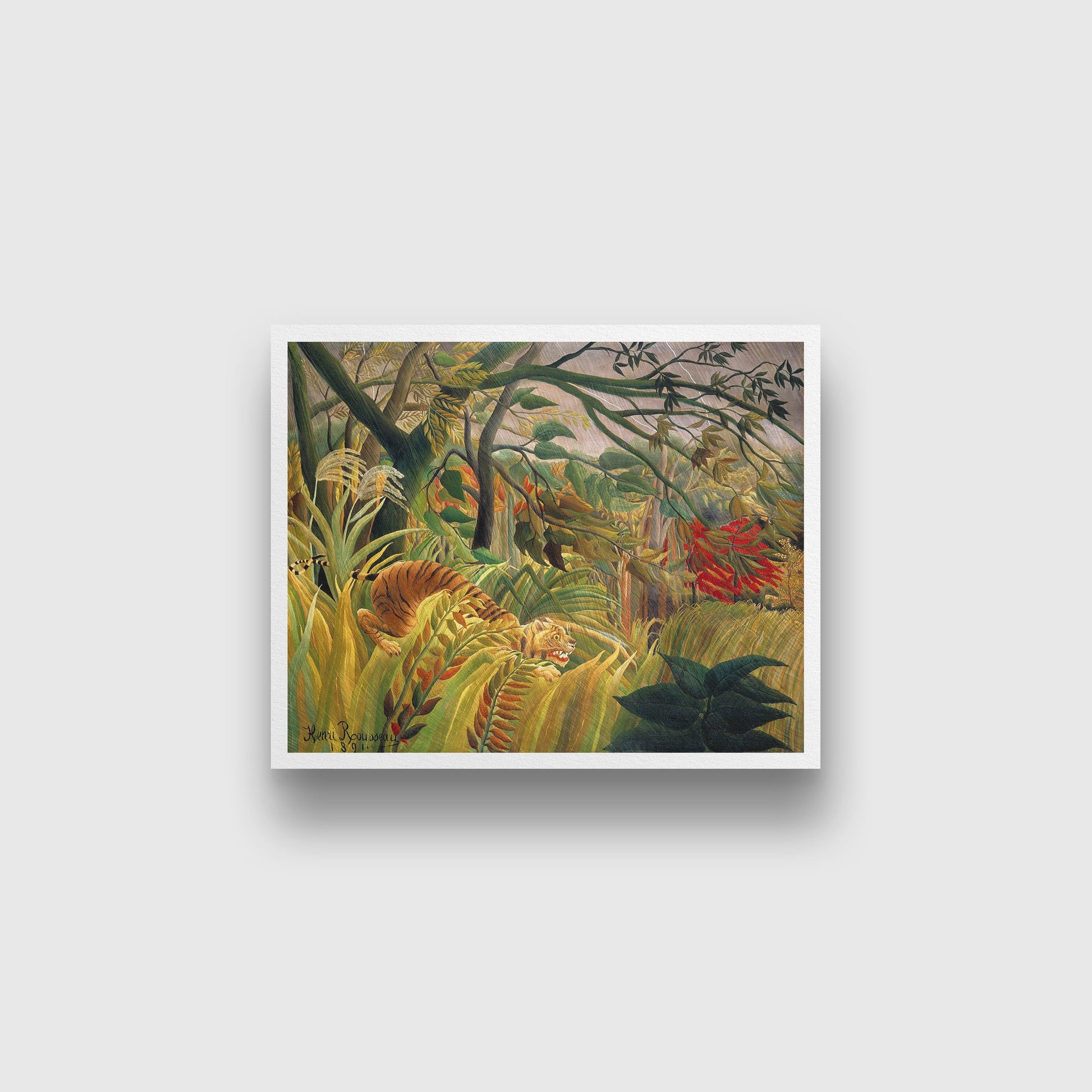 Tiger in a Tropical Storm famous painting - Meri Deewar 5 : 4 Horizontal Premium Wall Art Canvas by MeriDeewar