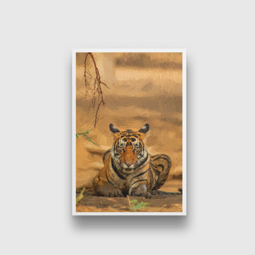 Tiger sitting in a forest Painting - Meri Deewar 2 : 3 Vertical Premium Wall Art Canvas by MeriDeewar