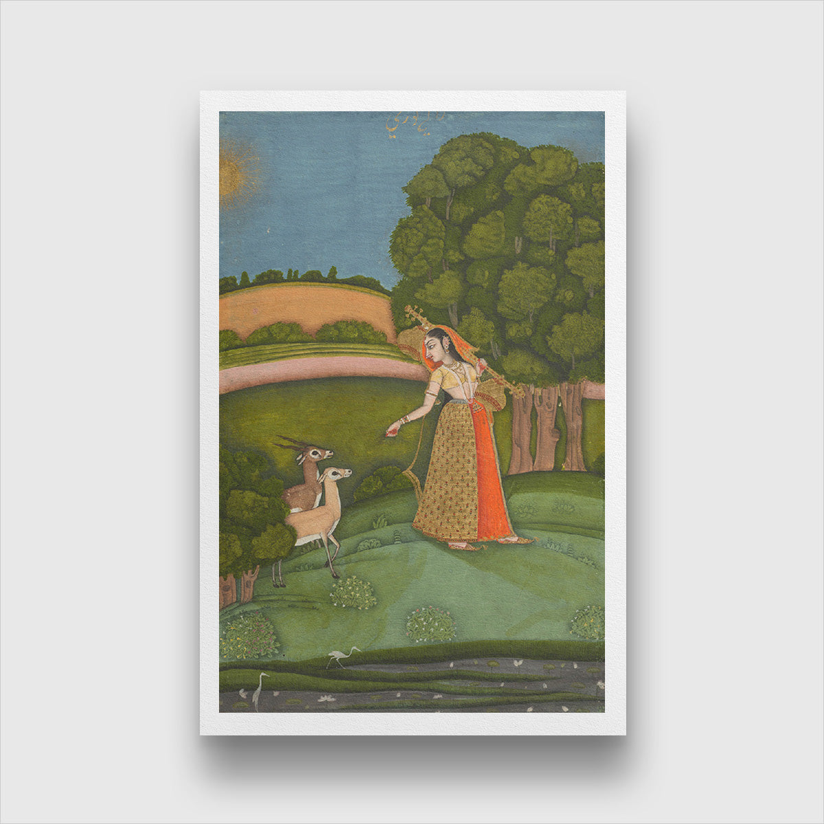 Todi Ragini, from a Ragamala Series Painting 2 : 3 Vertical Premium Wall Art Canvas by MeriDeewar
