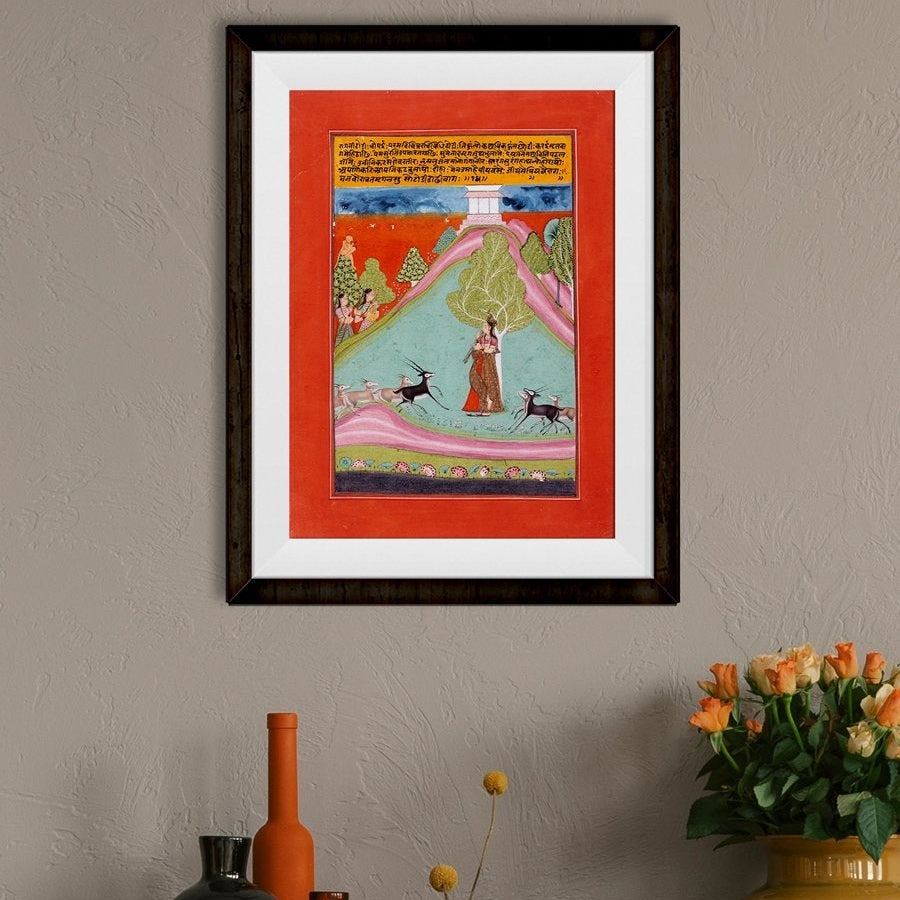 Todi Ragini, Second Wife of Hindol Raga, Folio from a Ragamala (Garland of Melodies) Painting - Meri Deewar 4 X 5.5 Vertical Premium Wall Art Canvas by MeriDeewar