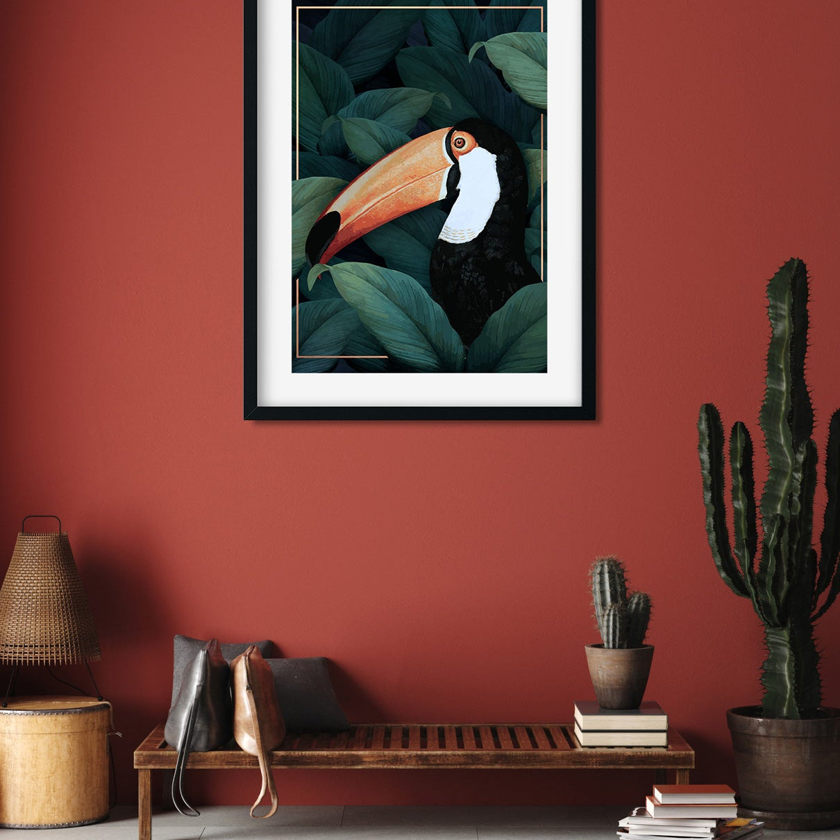 Toucan Illustration Painting 3 : 4.2 Vertical Premium Wall Art Canvas by MeriDeewar