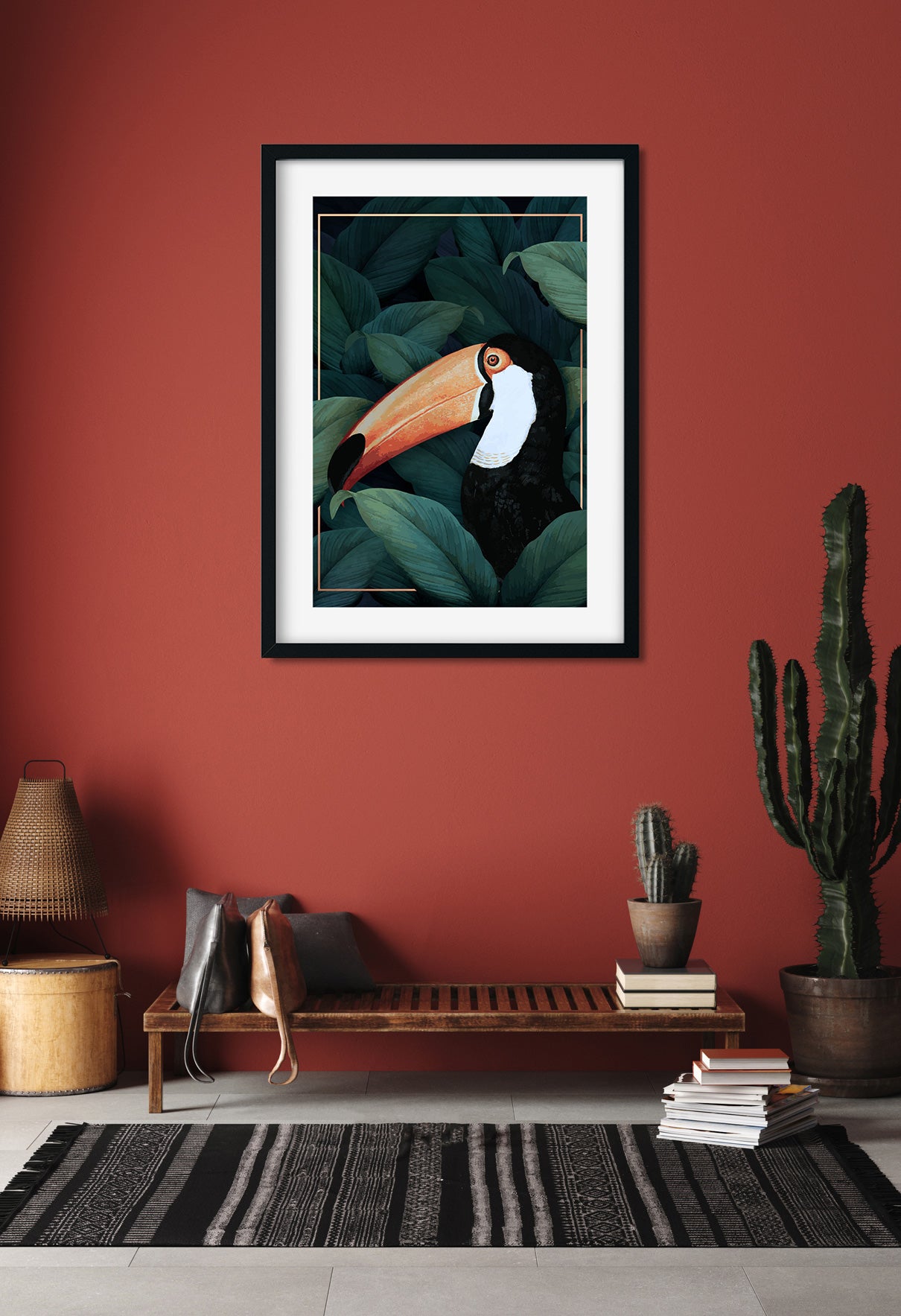 Toucan Illustration Painting 3 : 4.2 Vertical Premium Wall Art Canvas by MeriDeewar