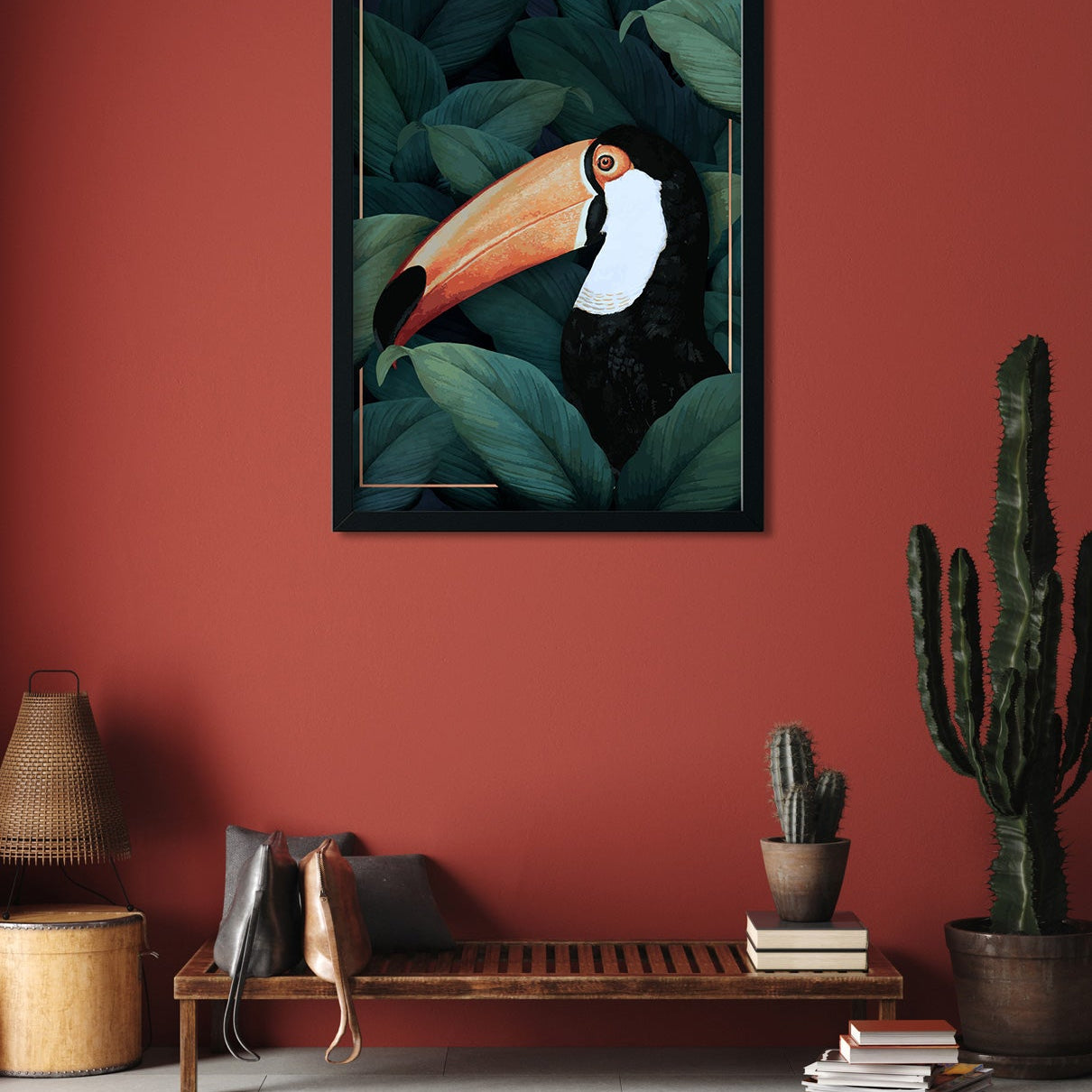 Toucan Illustration Painting 3 : 4.2 Vertical Premium Wall Art Canvas by MeriDeewar