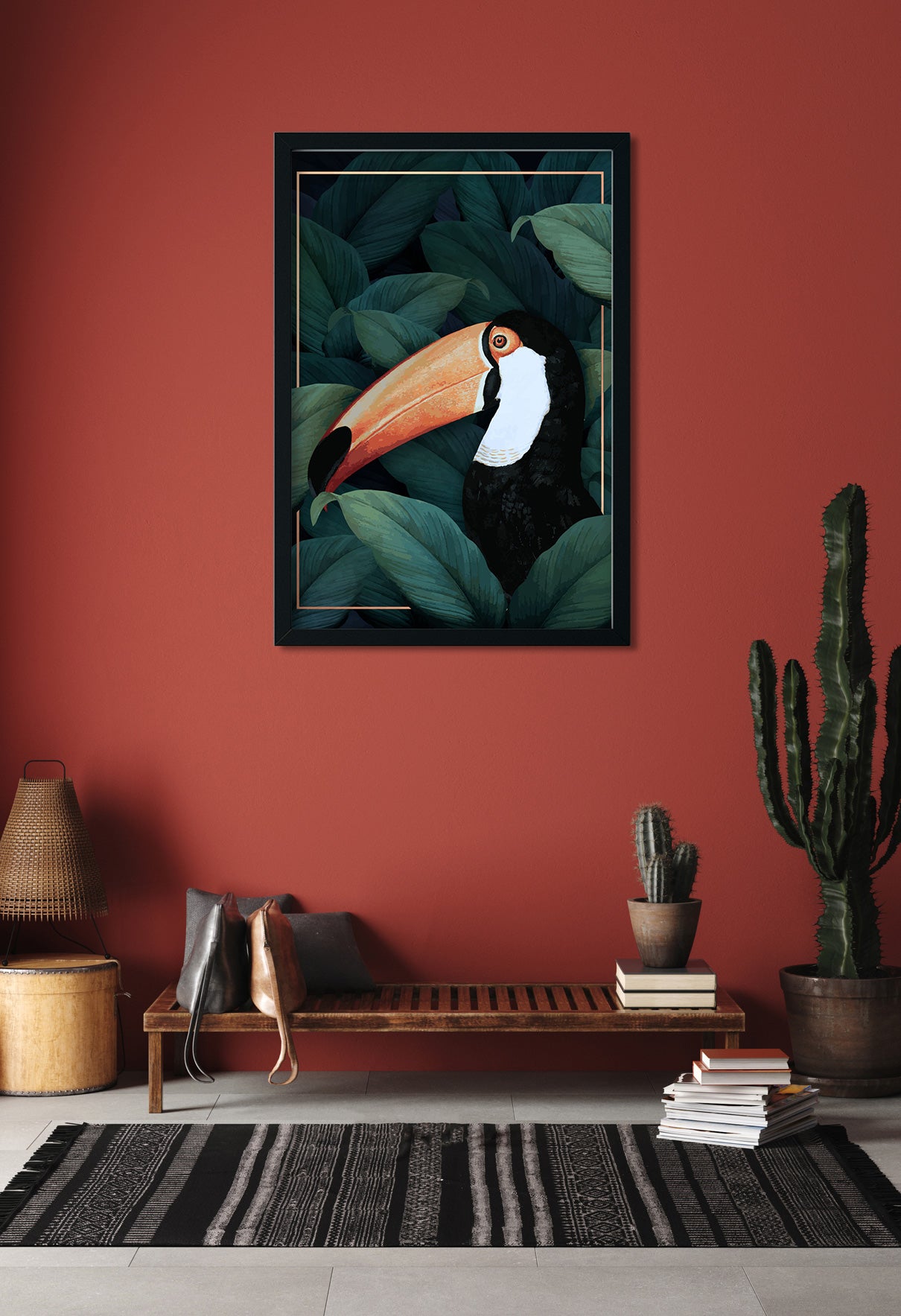 Toucan Illustration Painting 3 : 4.2 Vertical Premium Wall Art Canvas by MeriDeewar
