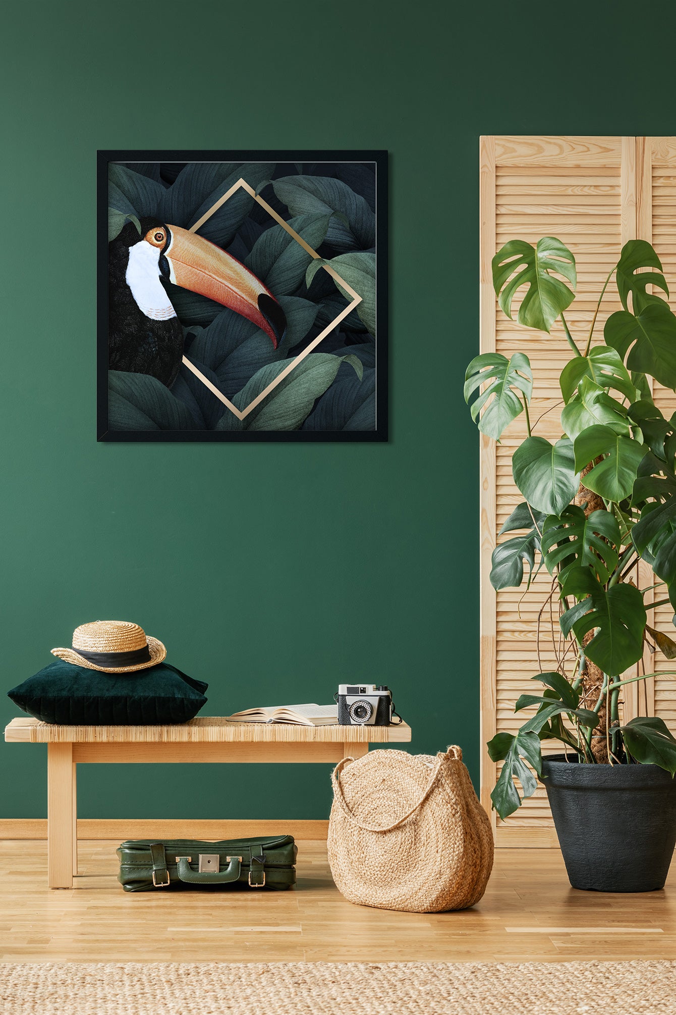Toucan Rainforest Painting 1 : 1 Square Premium Wall Art Canvas by MeriDeewar