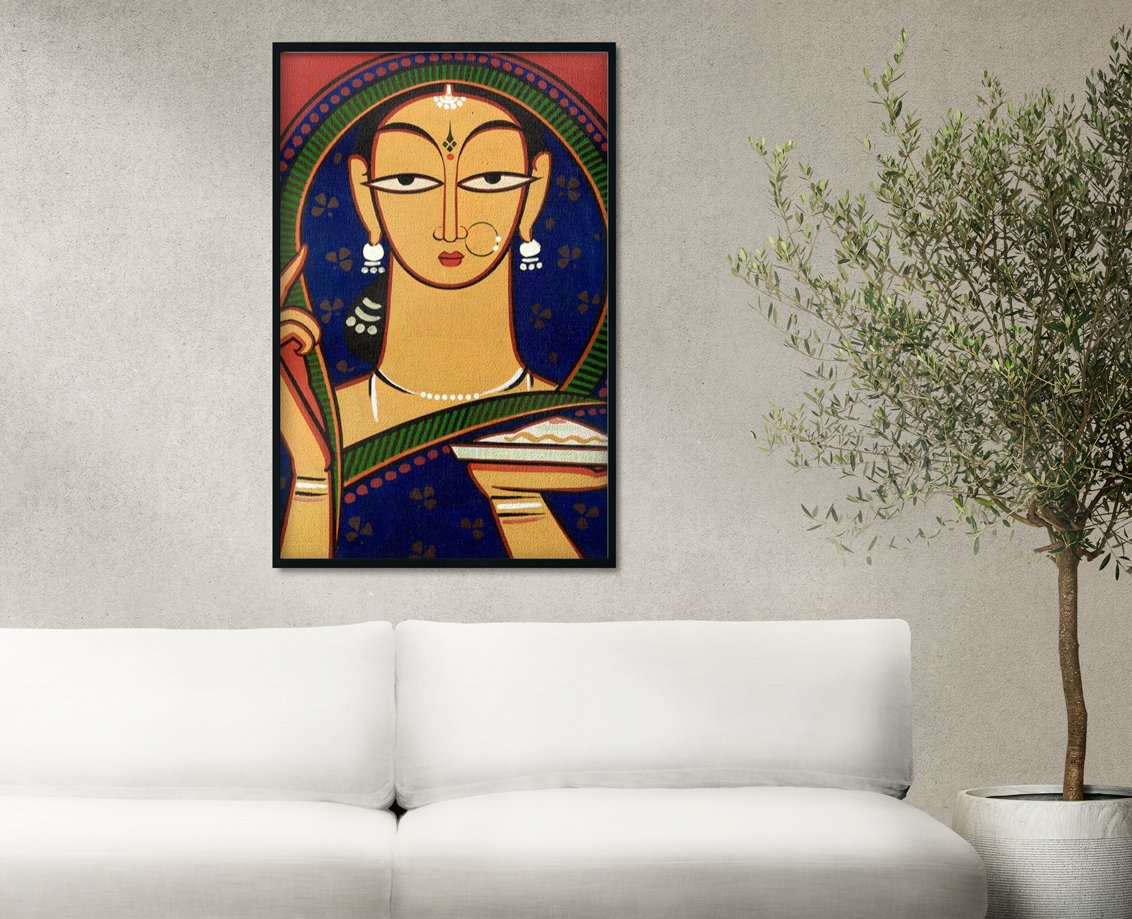 Traditional Lady Painting - Meri Deewar 2 : 3 Vertical Premium Wall Art Canvas by MeriDeewar
