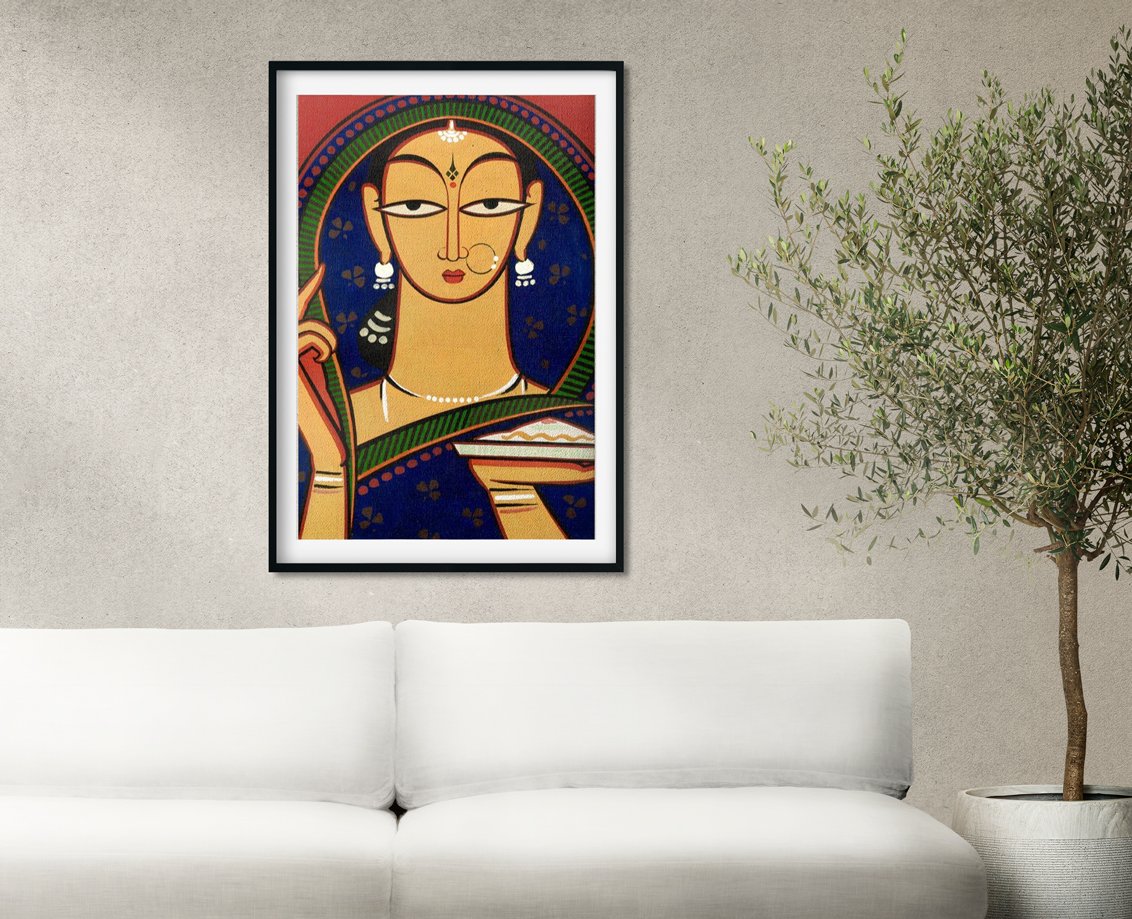 Traditional Lady Painting - Meri Deewar 2 : 3 Vertical Premium Wall Art Canvas by MeriDeewar
