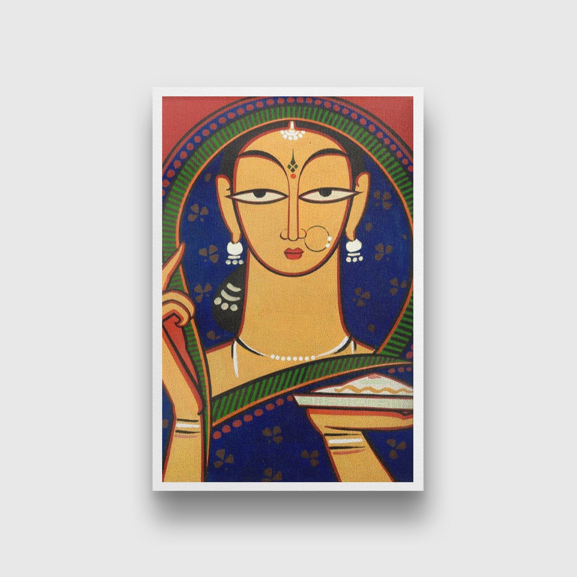 Traditional Lady Painting - Meri Deewar 2 : 3 Vertical Premium Wall Art Canvas by MeriDeewar