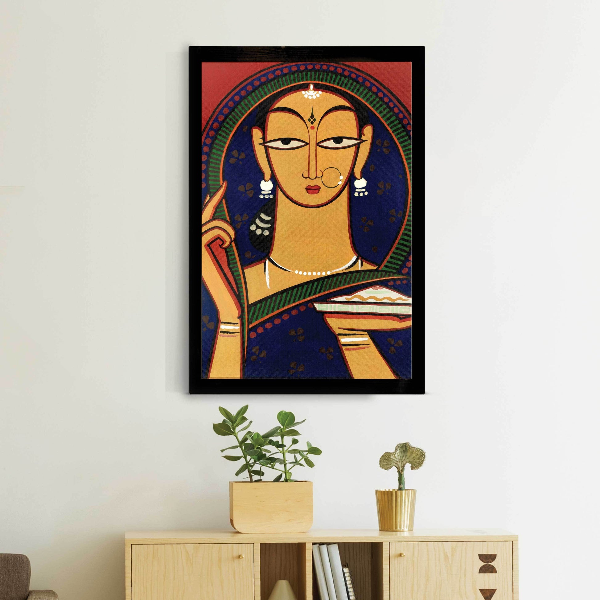 Traditional Lady Painting - Meri Deewar 2 : 3 Vertical Premium Wall Art Canvas by MeriDeewar