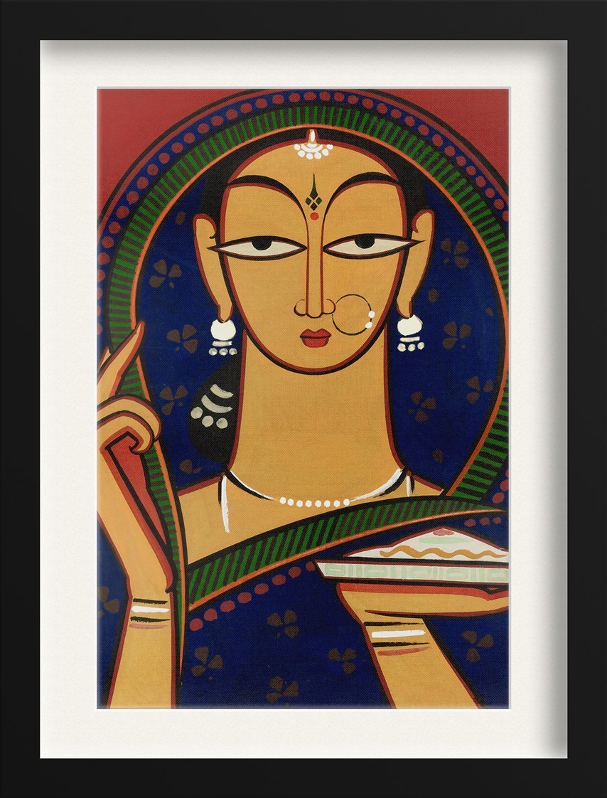 Traditional Lady Painting - Meri Deewar 2 : 3 Vertical Premium Wall Art Canvas by MeriDeewar