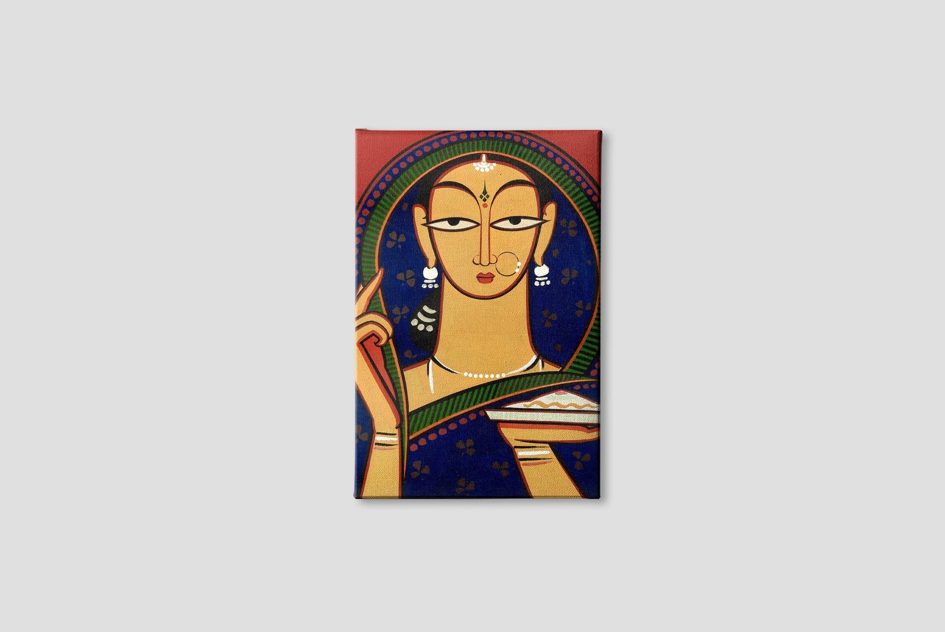 Traditional Lady Painting - Meri Deewar 2 : 3 Vertical Premium Wall Art Canvas by MeriDeewar