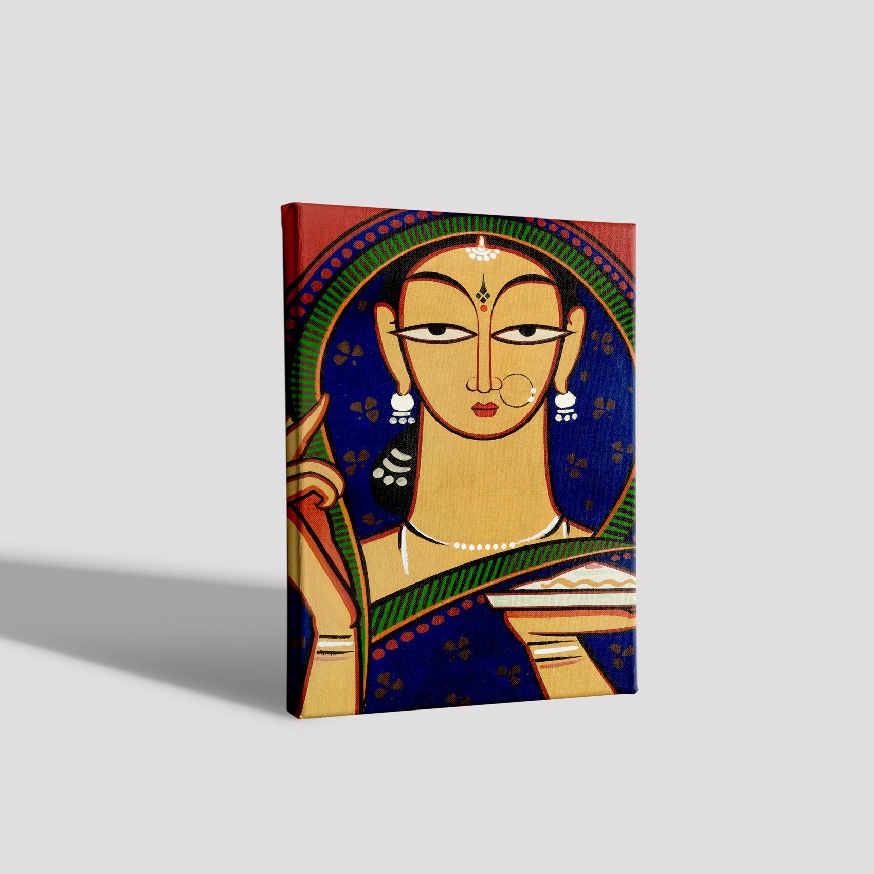 Traditional Lady Painting - Meri Deewar 2 : 3 Vertical Premium Wall Art Canvas by MeriDeewar
