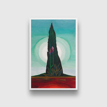 Tree Cactus Moon Painting - Meri Deewar 2 : 3 Vertical Premium Wall Art Canvas by MeriDeewar